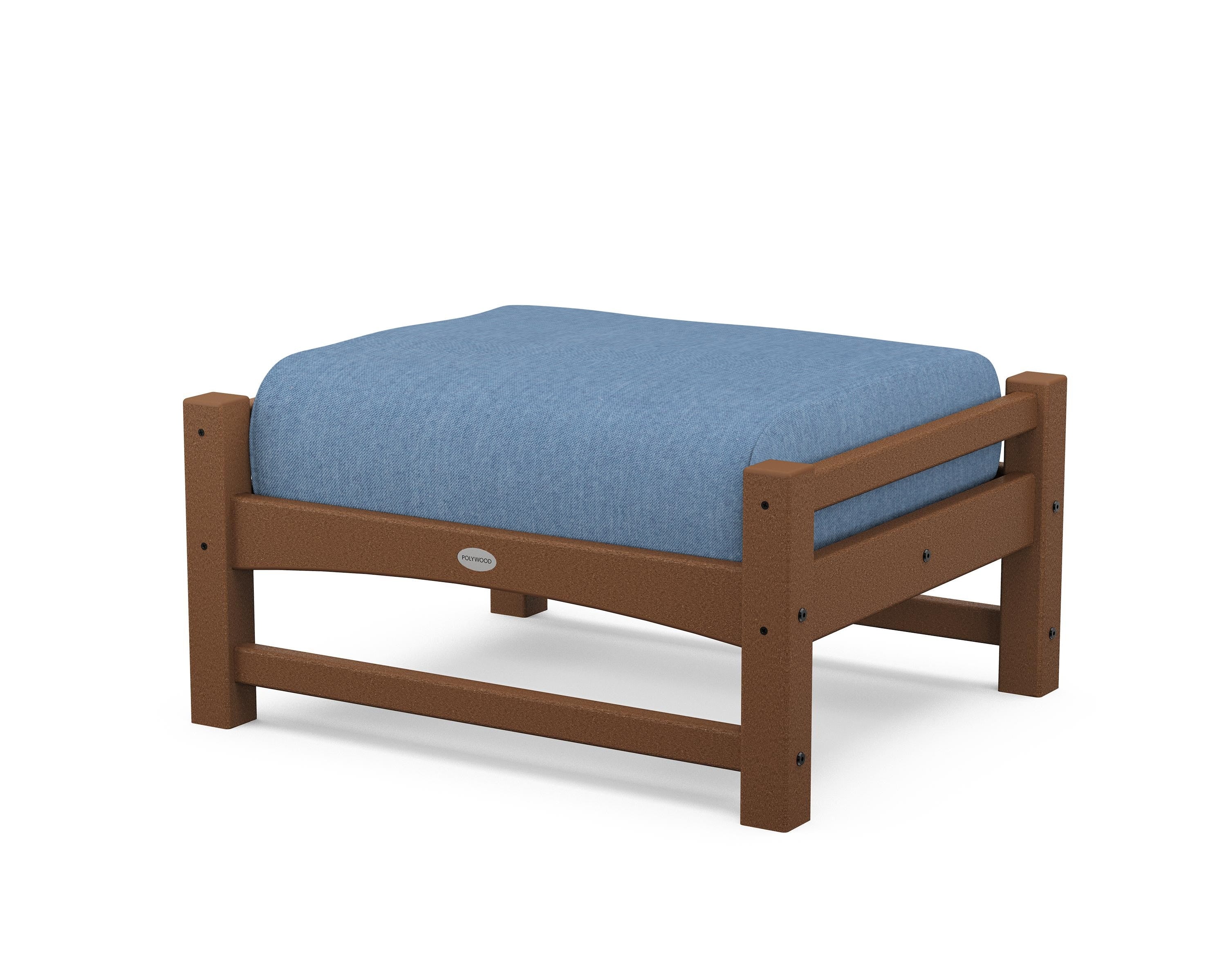 POLYWOOD® Club Ottoman in Teak / Sky Blue
