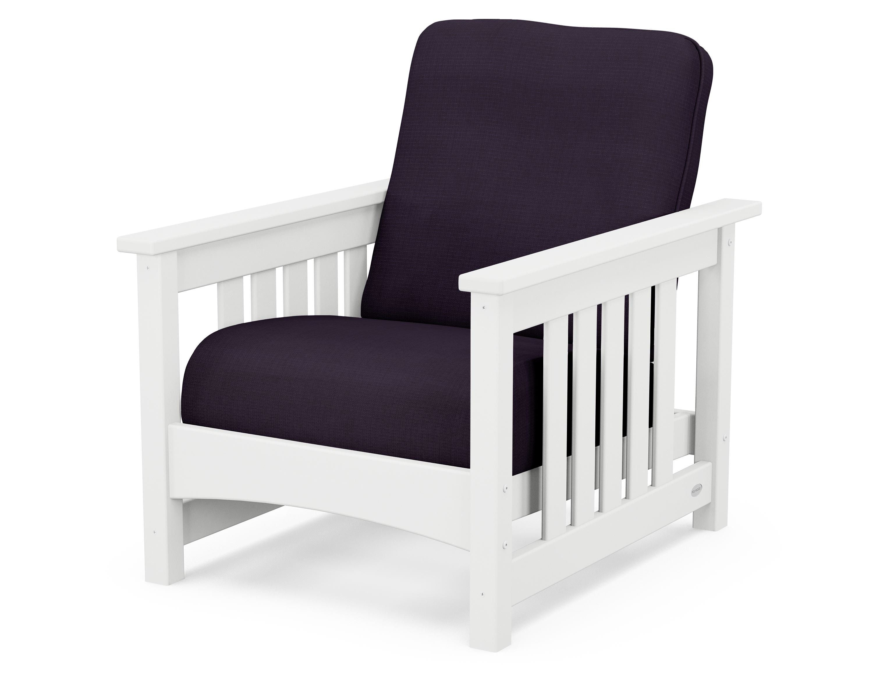 POLYWOOD® Club Mission Chair in White / Navy Linen