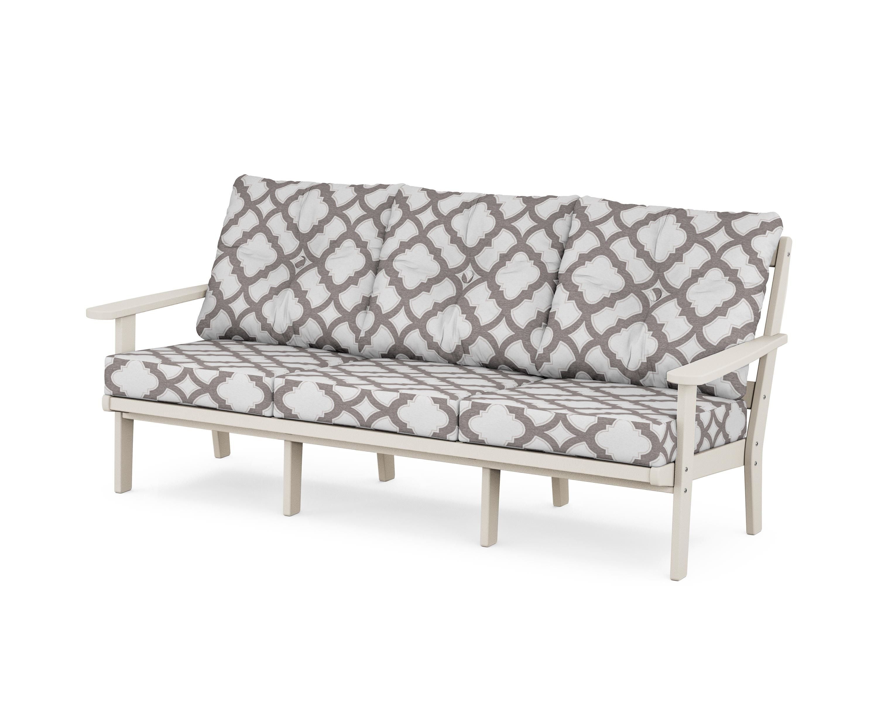 POLYWOOD® Mission Deep Seating Sofa in Sand / Trellis Grey Mist