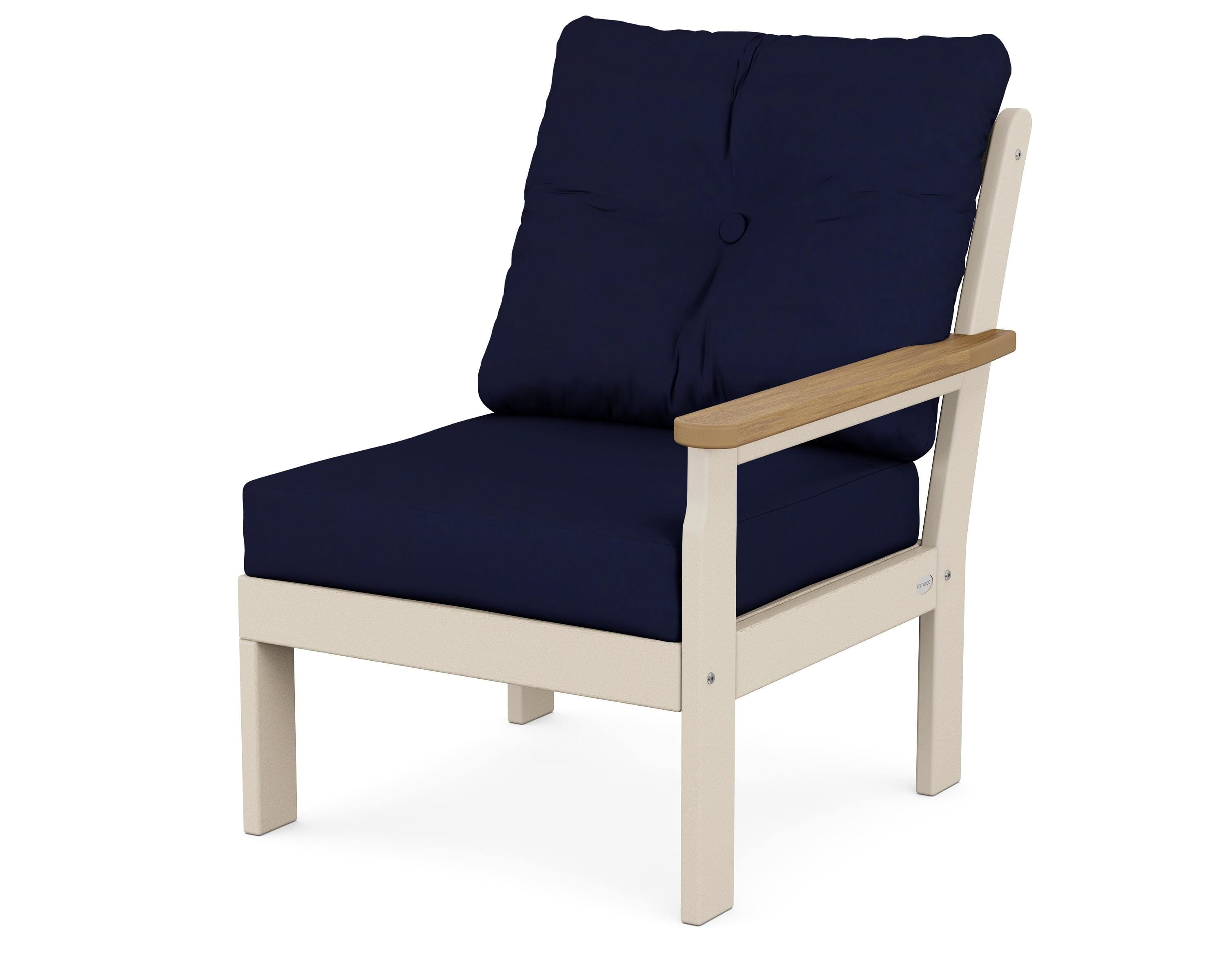 POLYWOOD® Vineyard Modular Right Arm Chair in Sand / Natural / Navy