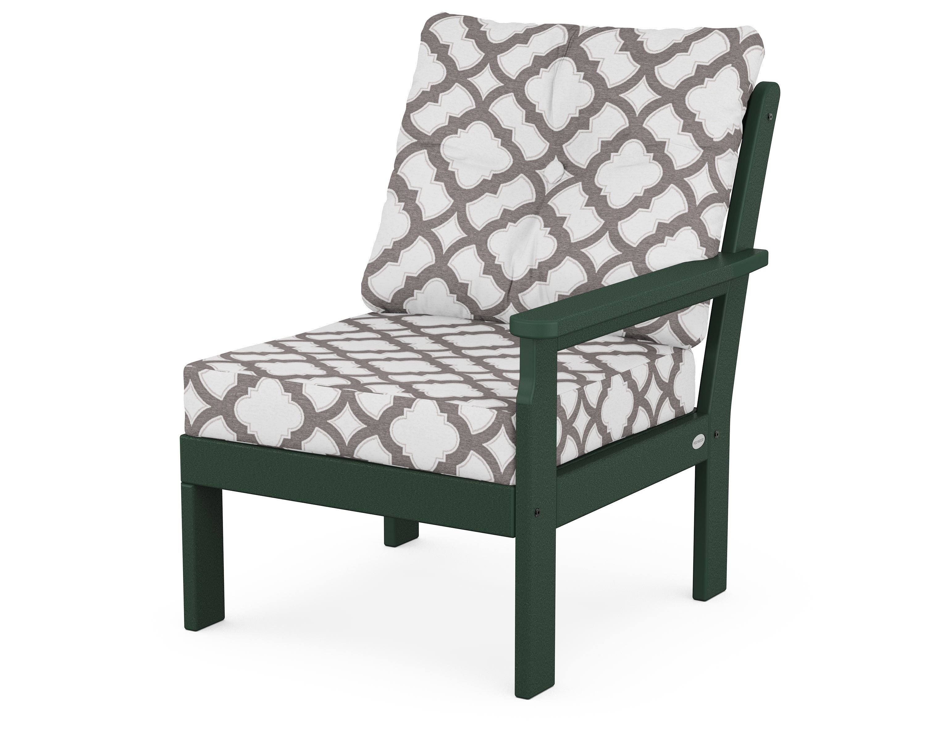 POLYWOOD® Vineyard Modular Right Arm Chair in Green / Trellis Grey Mist