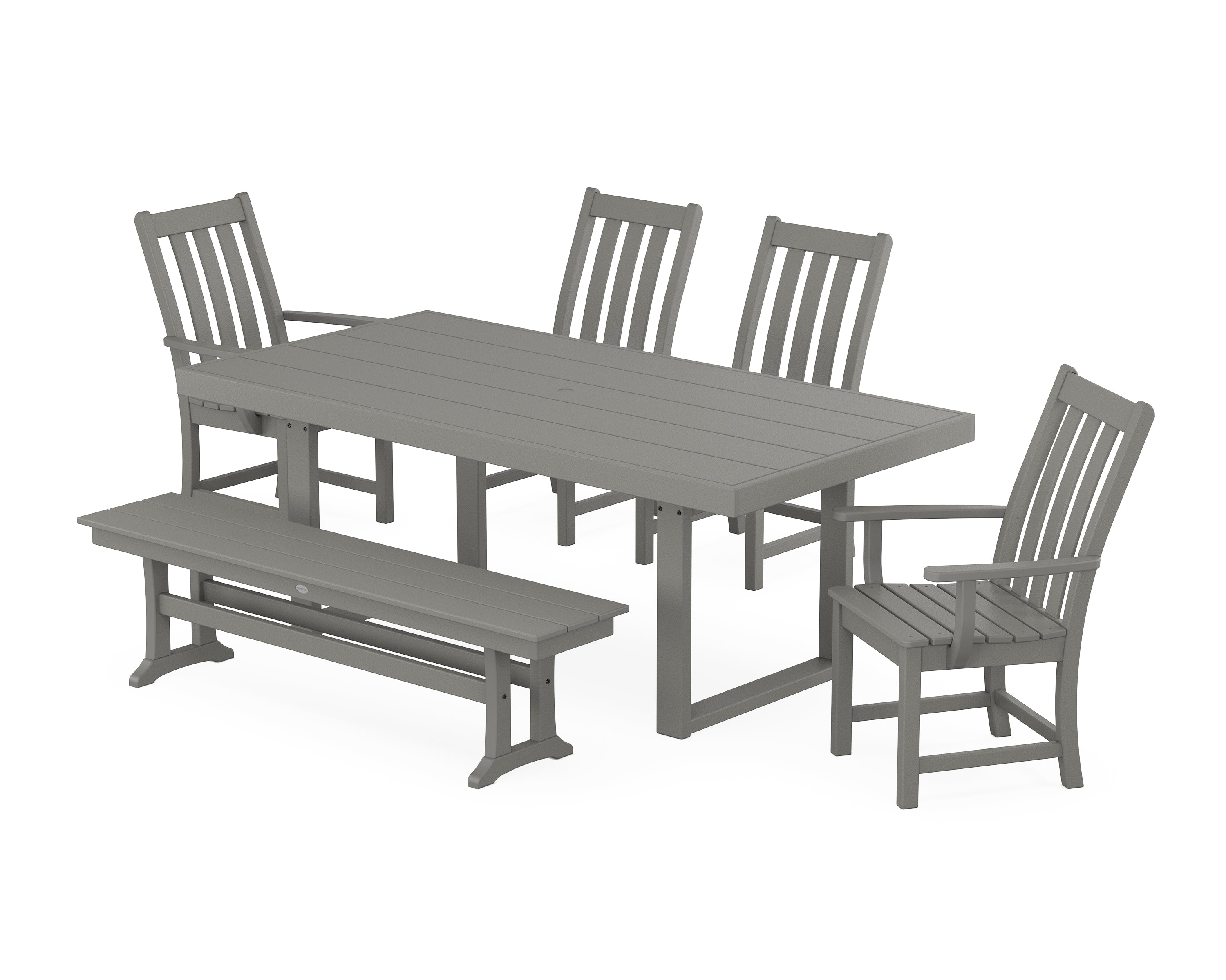 POLYWOOD® Vineyard 6-Piece Dining Set with Bench in Slate Grey