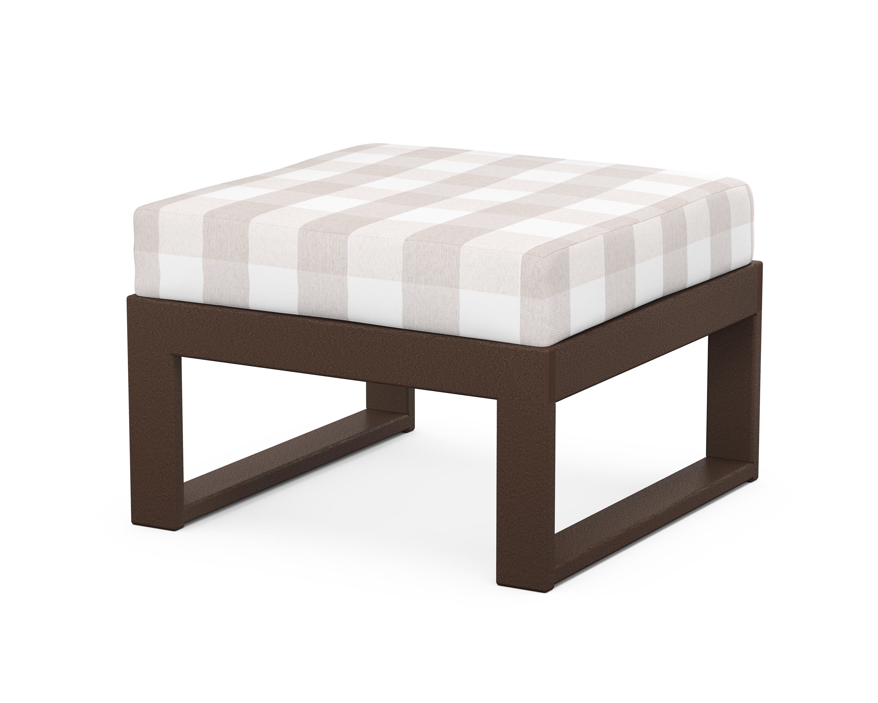 Unbranded Modular Ottoman - Modern in Mahogany / Buffalo Plaid Dune Burlap