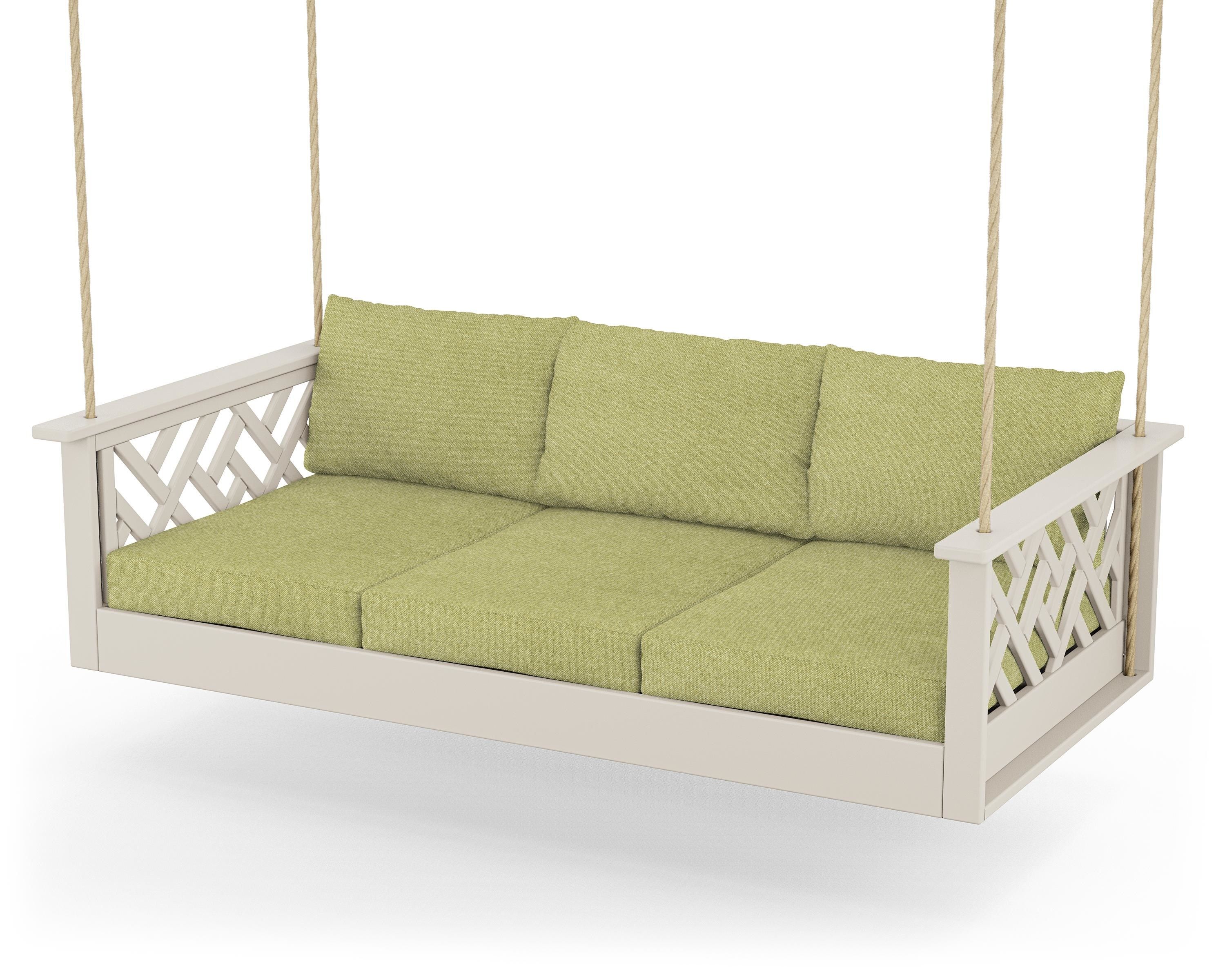 POLYWOOD® Chippendale Daybed Swing in Sand / Chartreuse Boucle