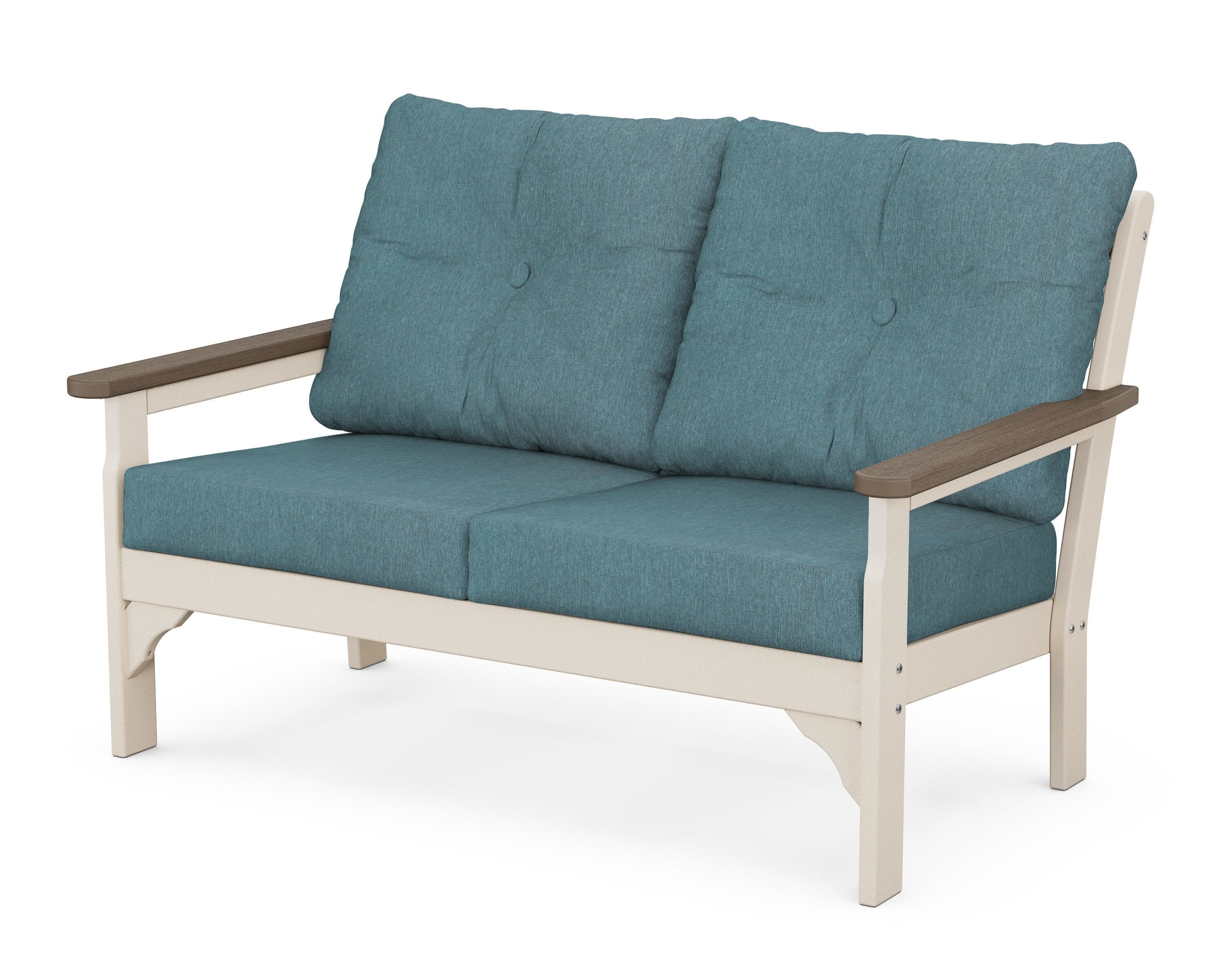 POLYWOOD® Vineyard Deep Seating Loveseat in Sand / Kona / Ocean Teal