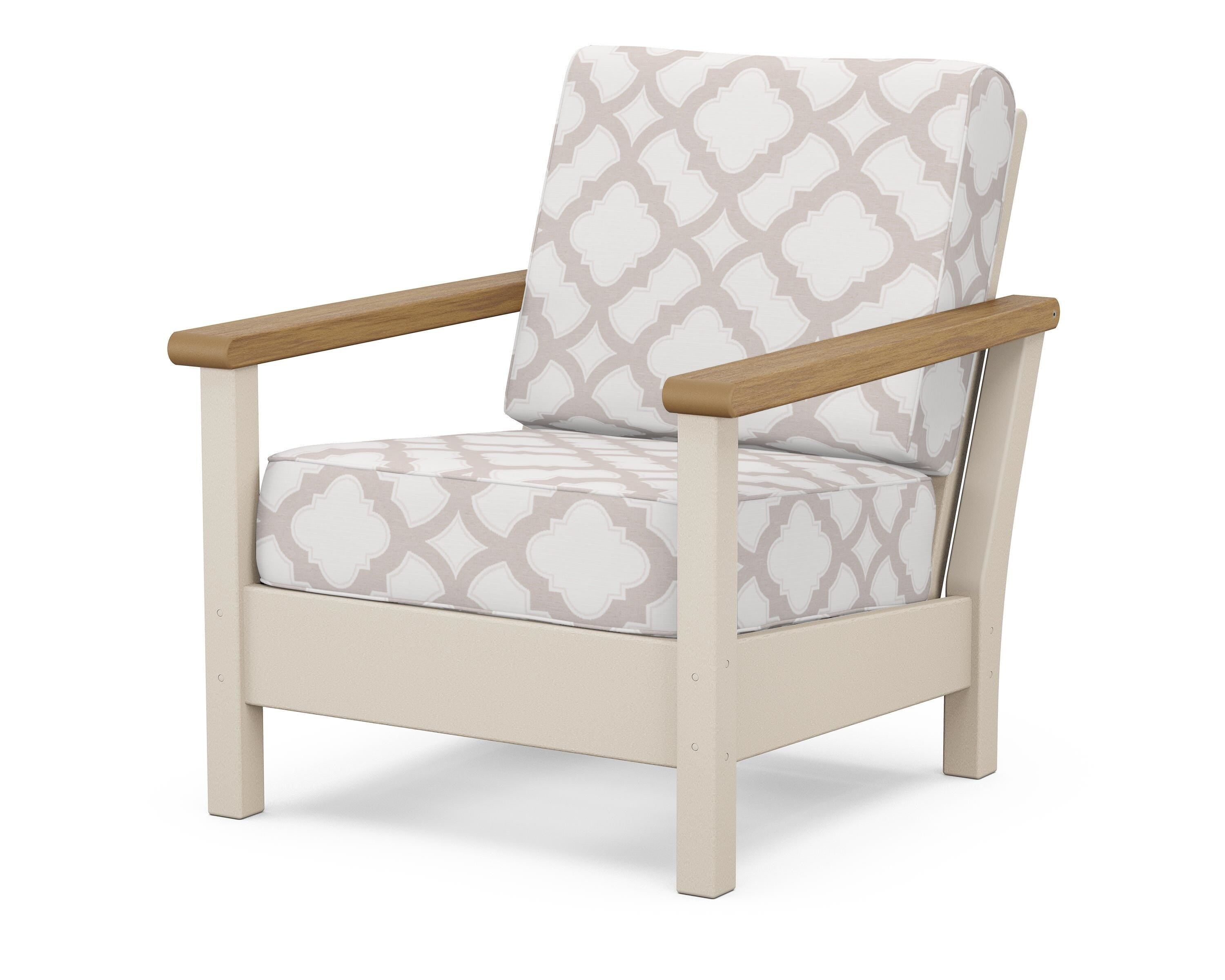 POLYWOOD® Harbour Deep Seating Chair in Sand / Natural / Trellis Dune Burlap