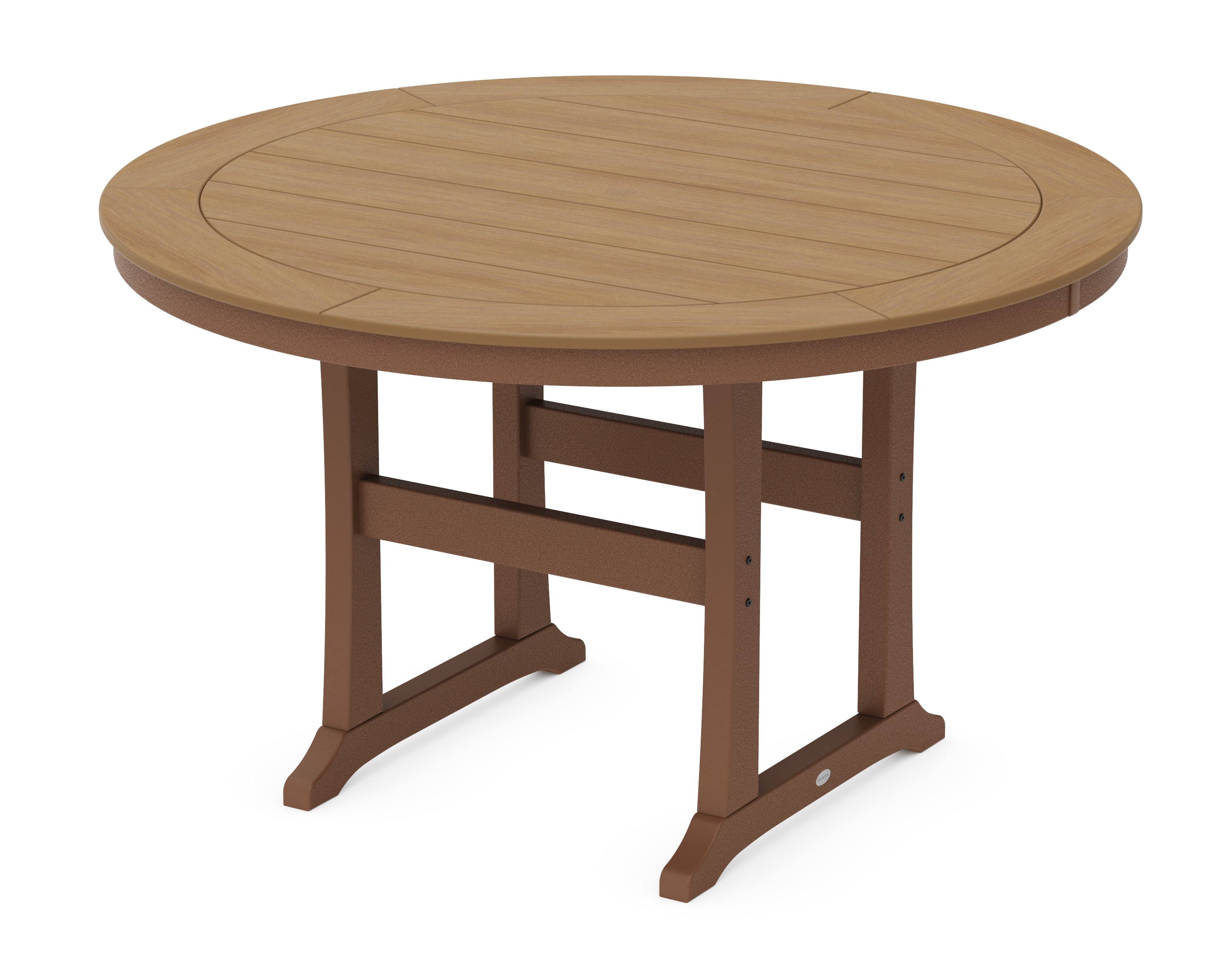 POLYWOOD® Nautical Trestle 60" Round Counter Table in Teak / Natural