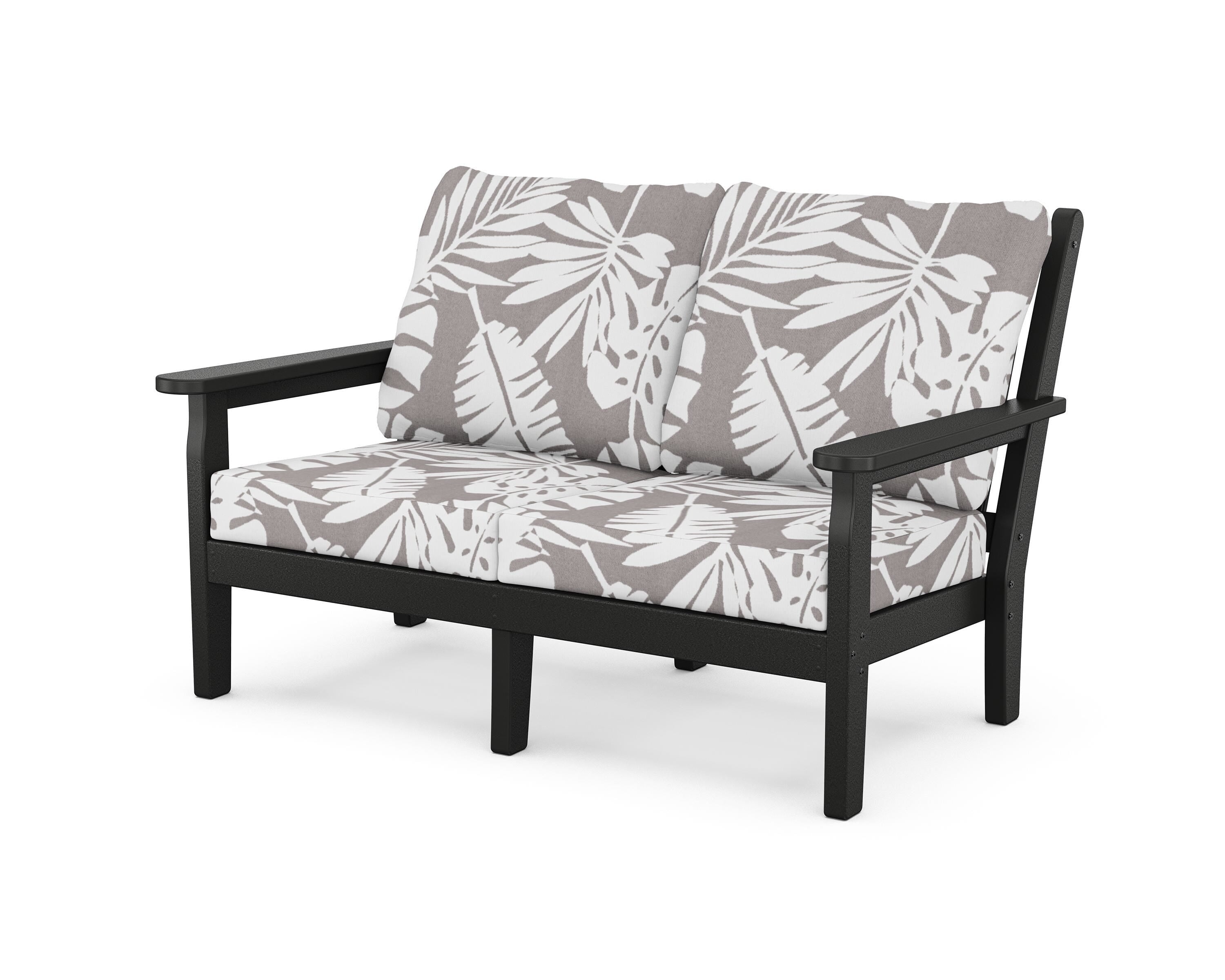 POLYWOOD® Chippendale Deep Seating Loveseat in Black / Leaf Grey Mist