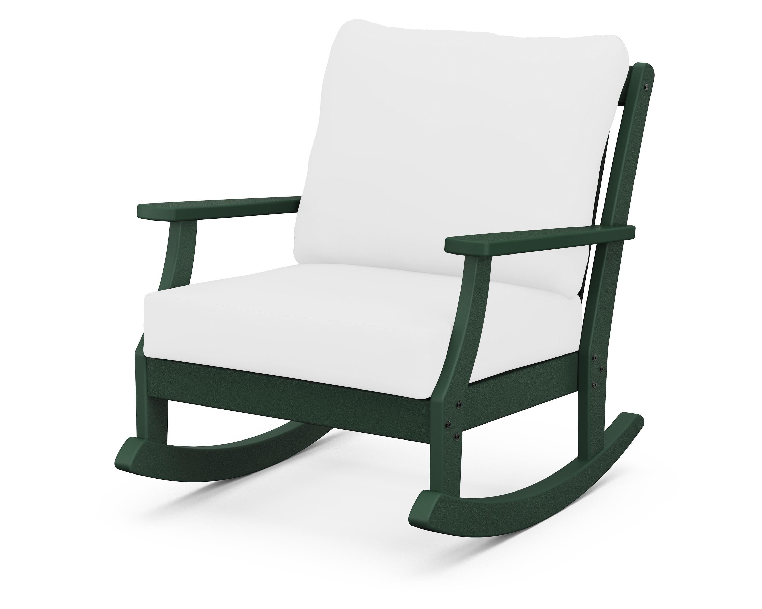 POLYWOOD® Braxton Deep Seating Rocking Chair in Green / Natural