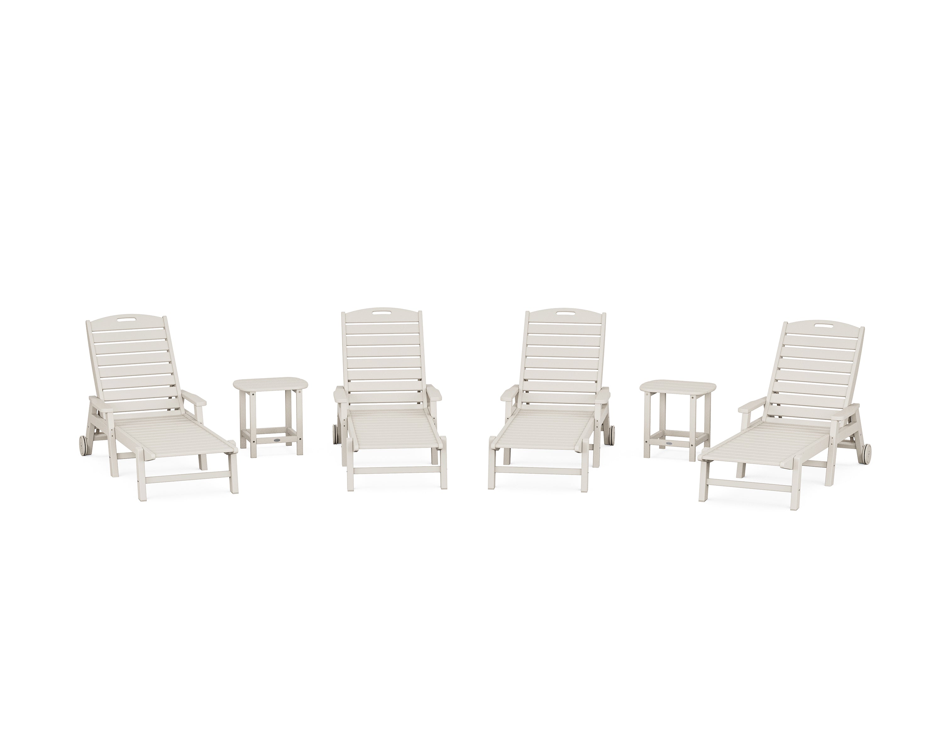 POLYWOOD® Nautical Chaise 6-Piece Set with Arms & Wheels in Sand