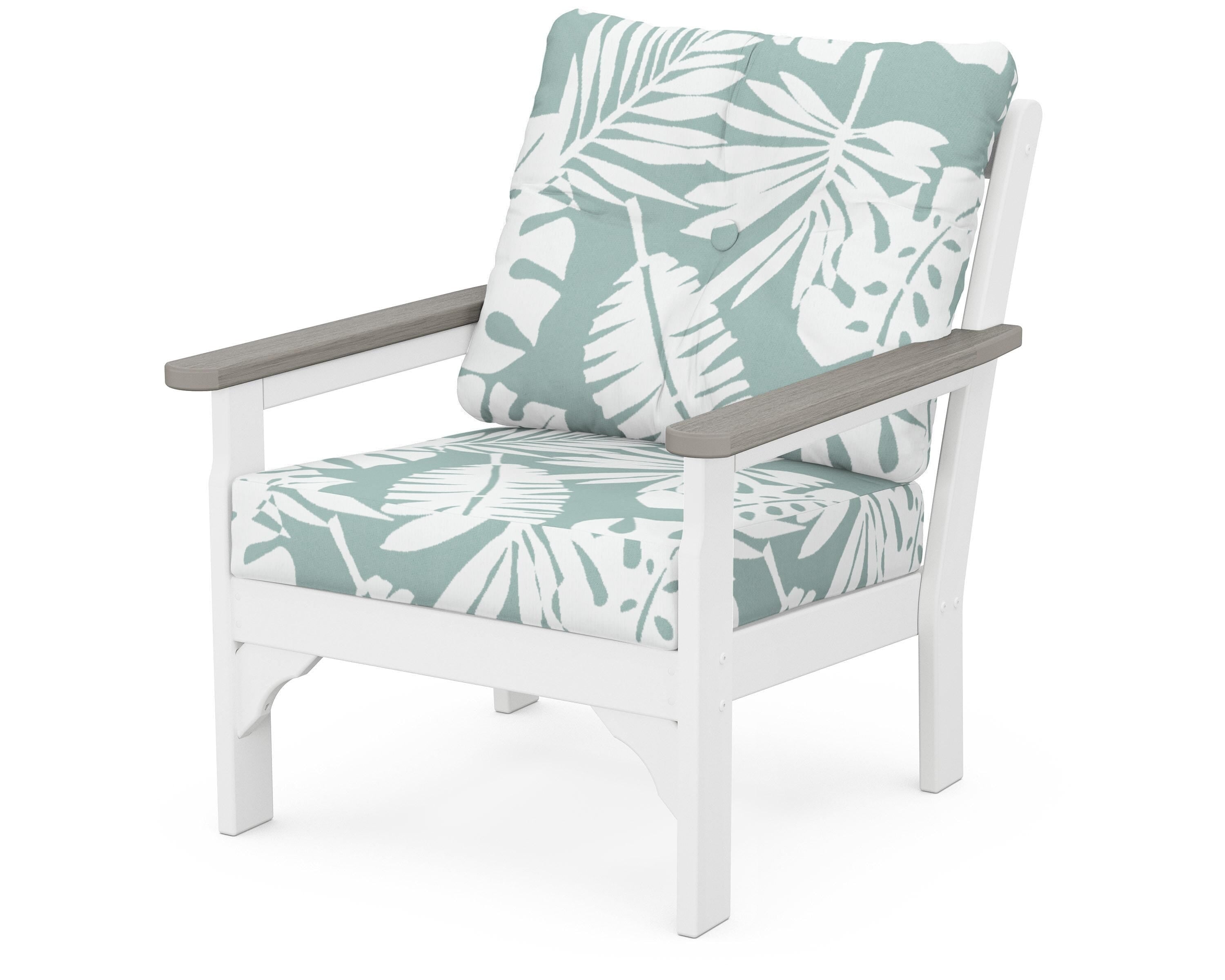 POLYWOOD® Vineyard Deep Seating Chair in White / Driftwood / Leaf Glacier Spa
