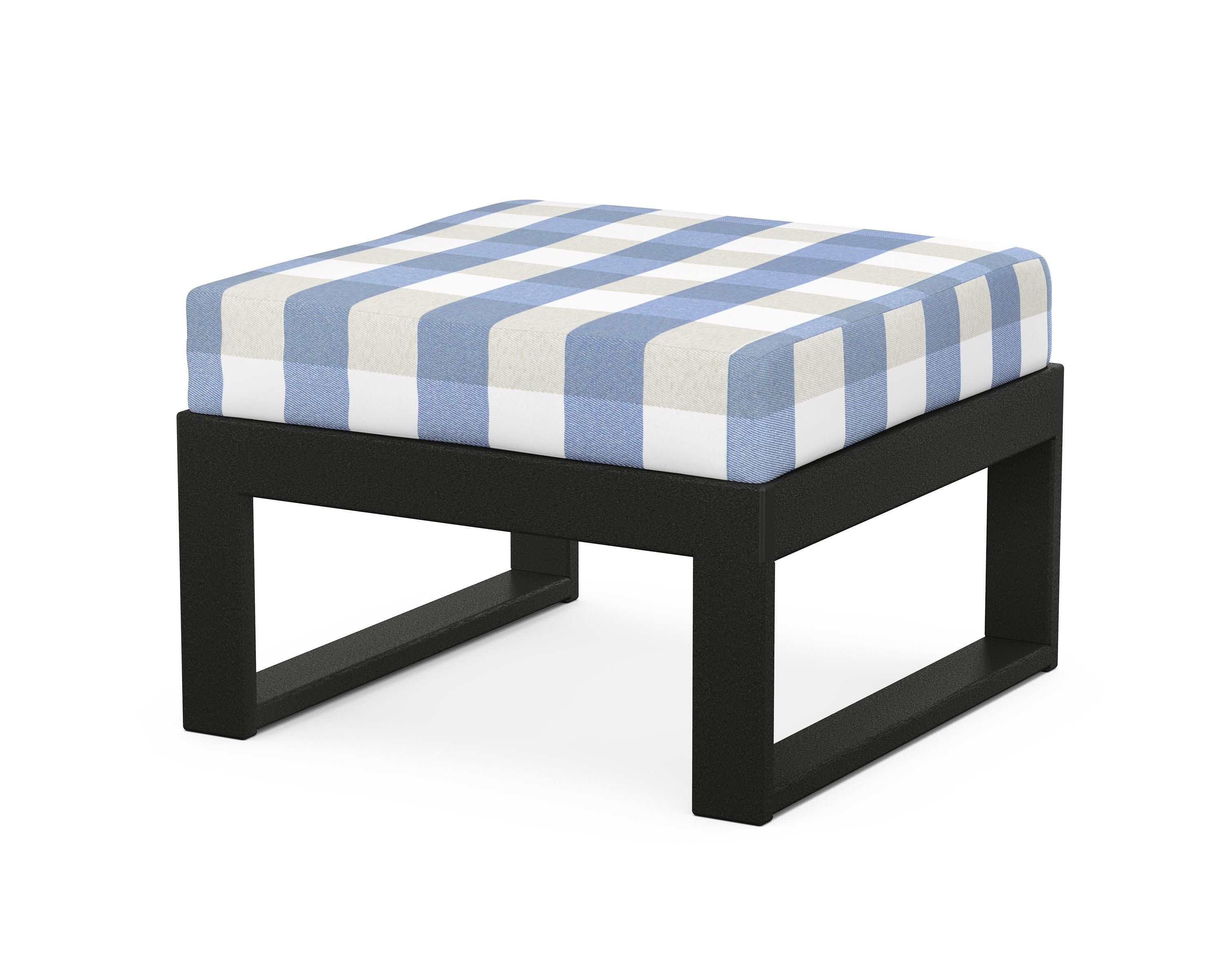 Unbranded Modular Ottoman - Modern in Black / Buffalo Plaid Sky Blue