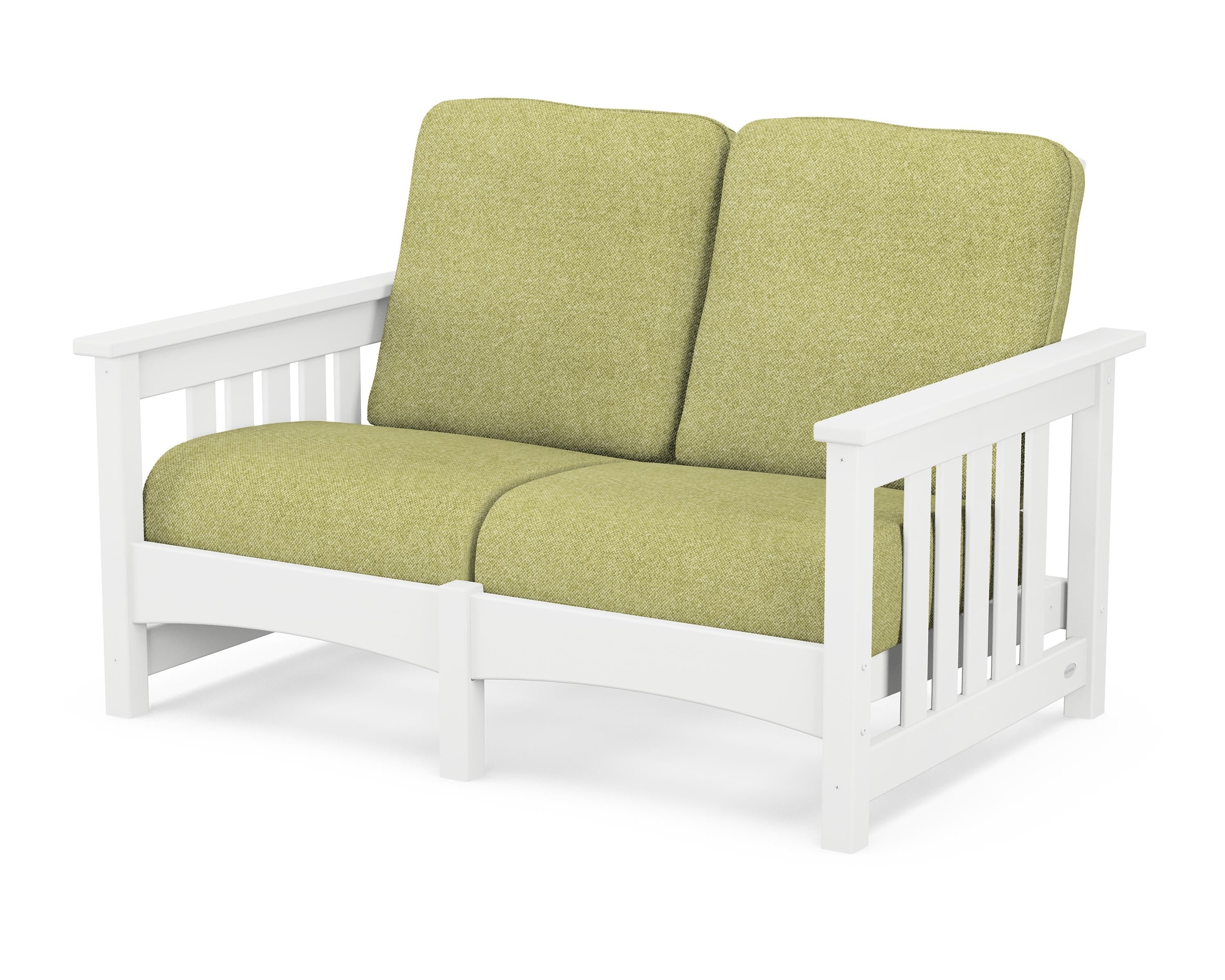 POLYWOOD® Club Mission Loveseat in White / Chartreuse Boucle
