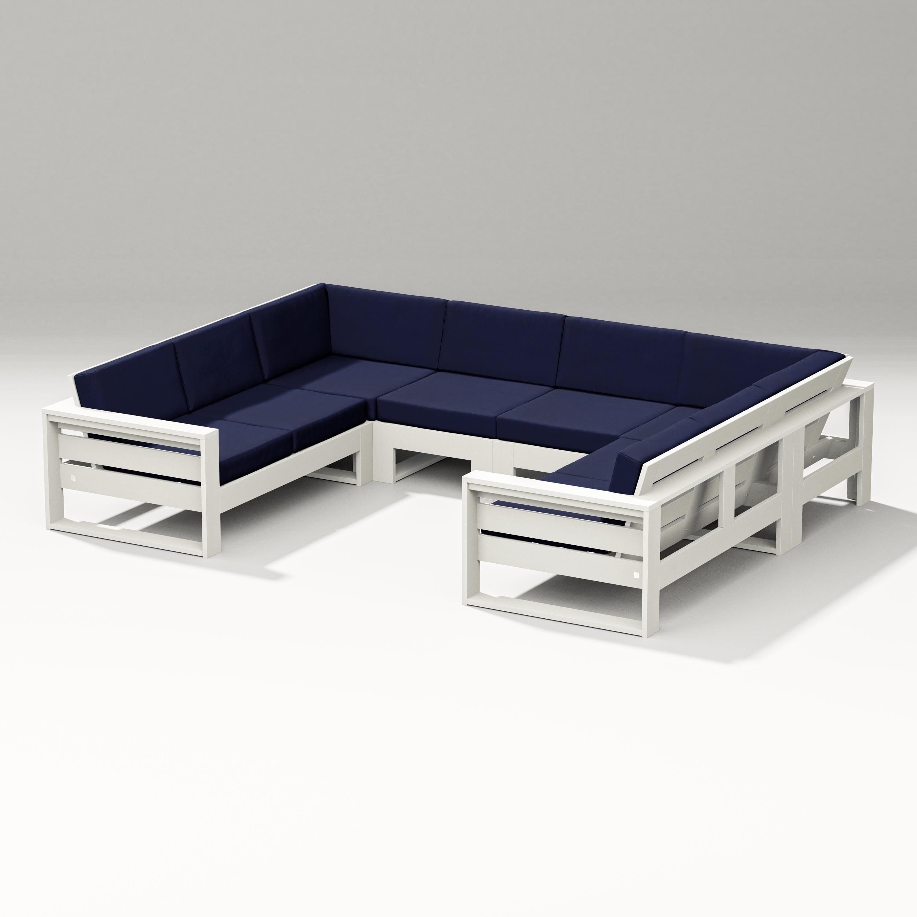 PW Designer Series Latitude U-Shaped Sectional in Vintage White / Navy