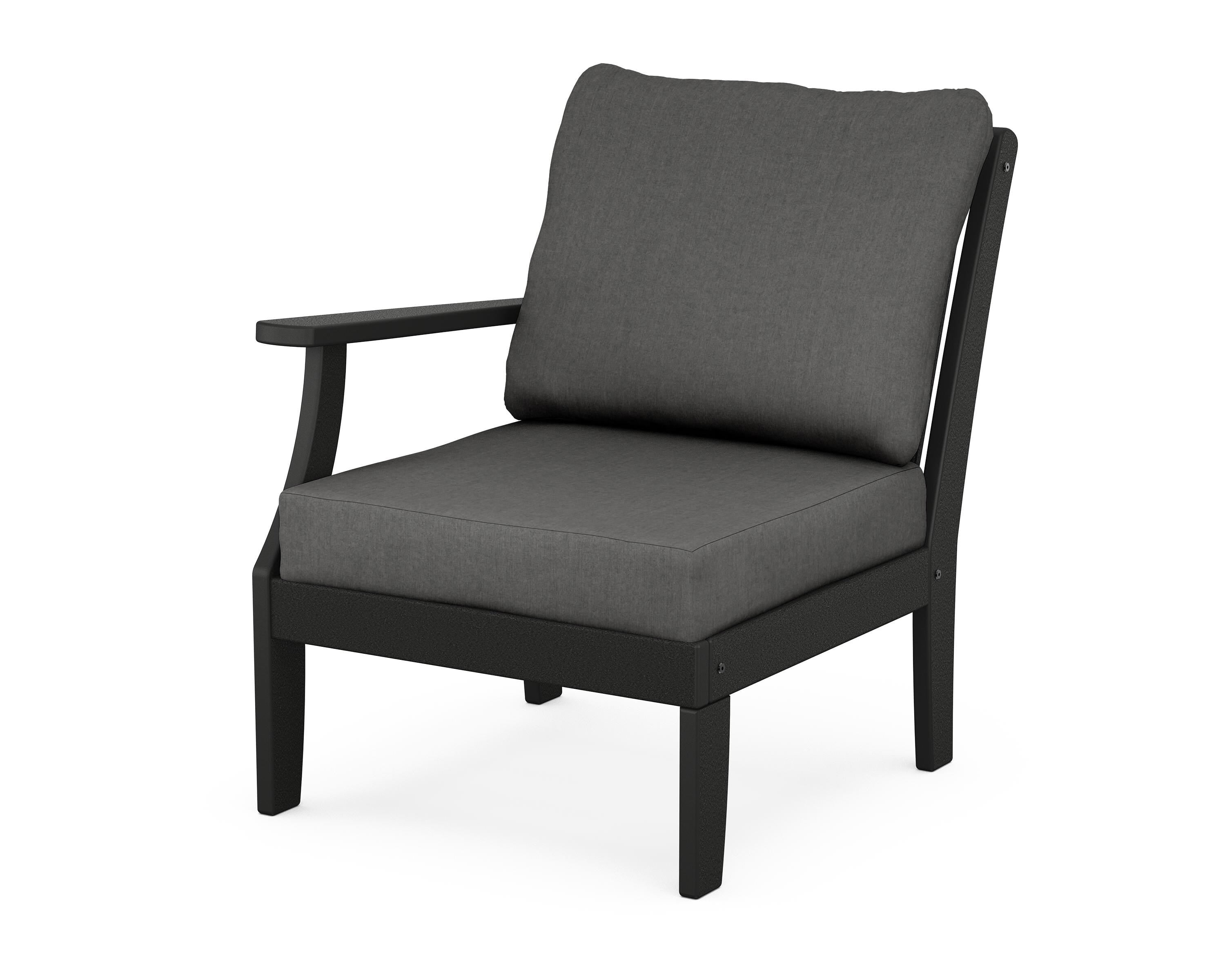 POLYWOOD® Braxton Modular Left Arm Chair in Black / Spectrum Carbon