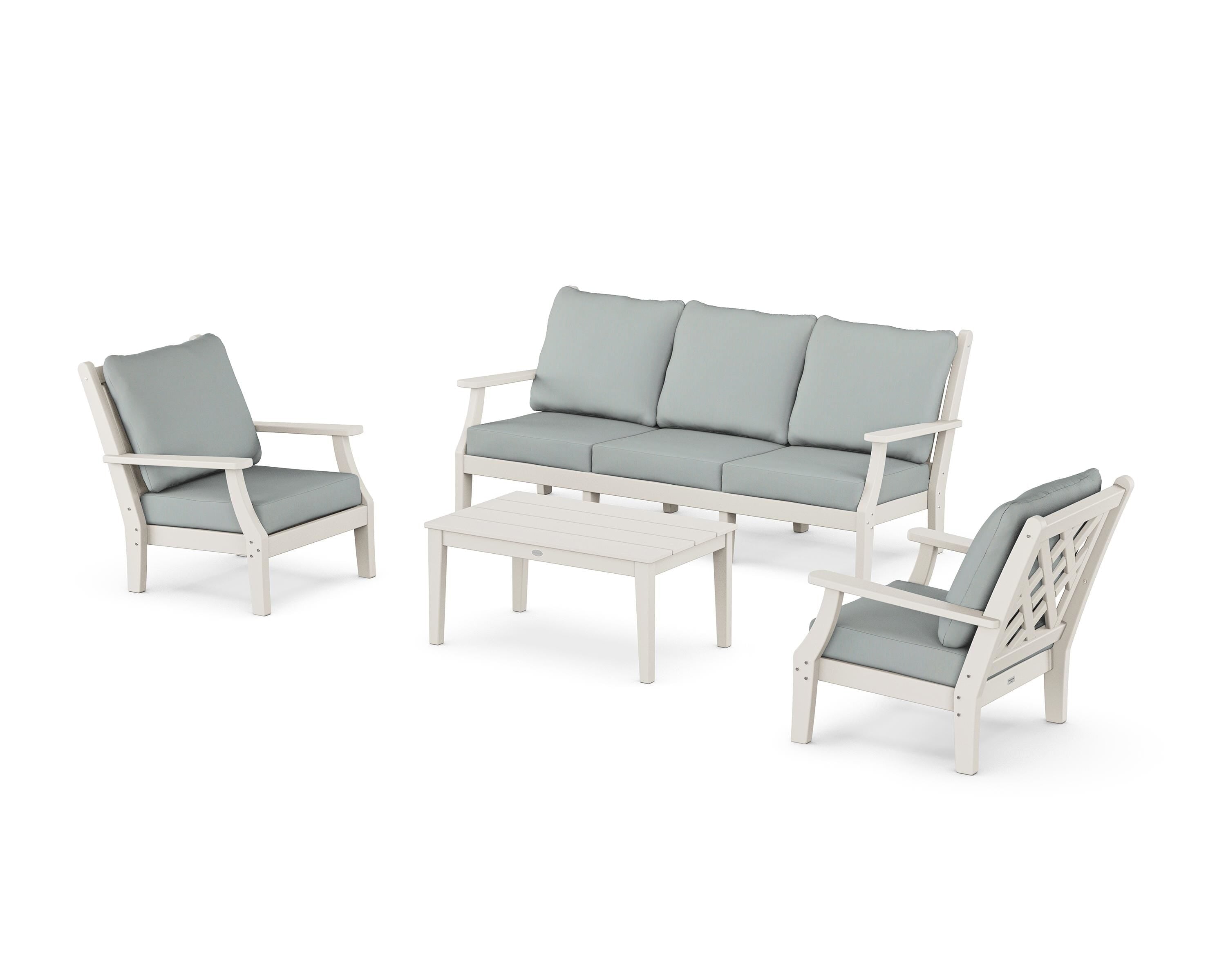 Country Living Wovendale 4-Piece Deep Seating Set with Sofa in Sand / Spa
