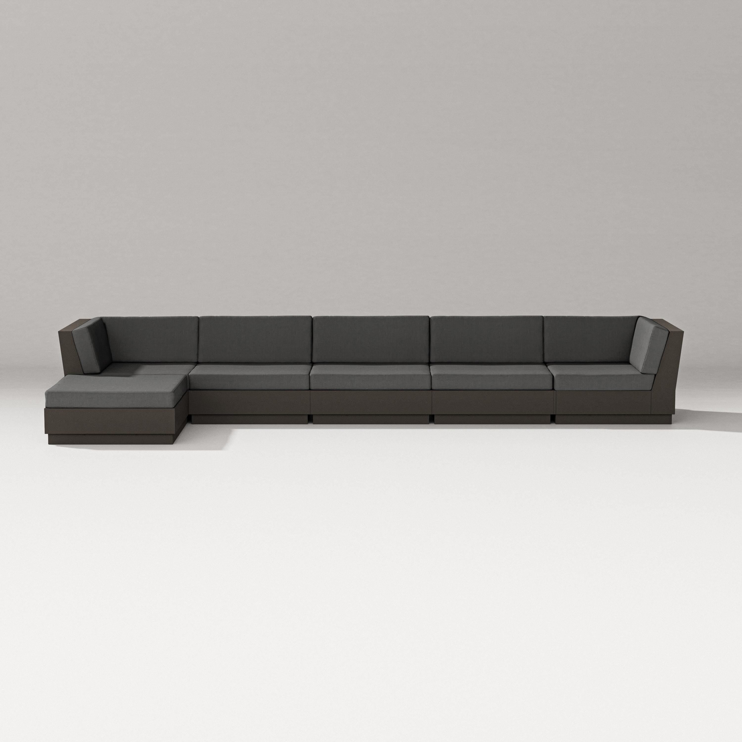 PW Designer Series Elevate 6-Piece Chaise Sectional in Vintage Coffee / Spectrum Carbon