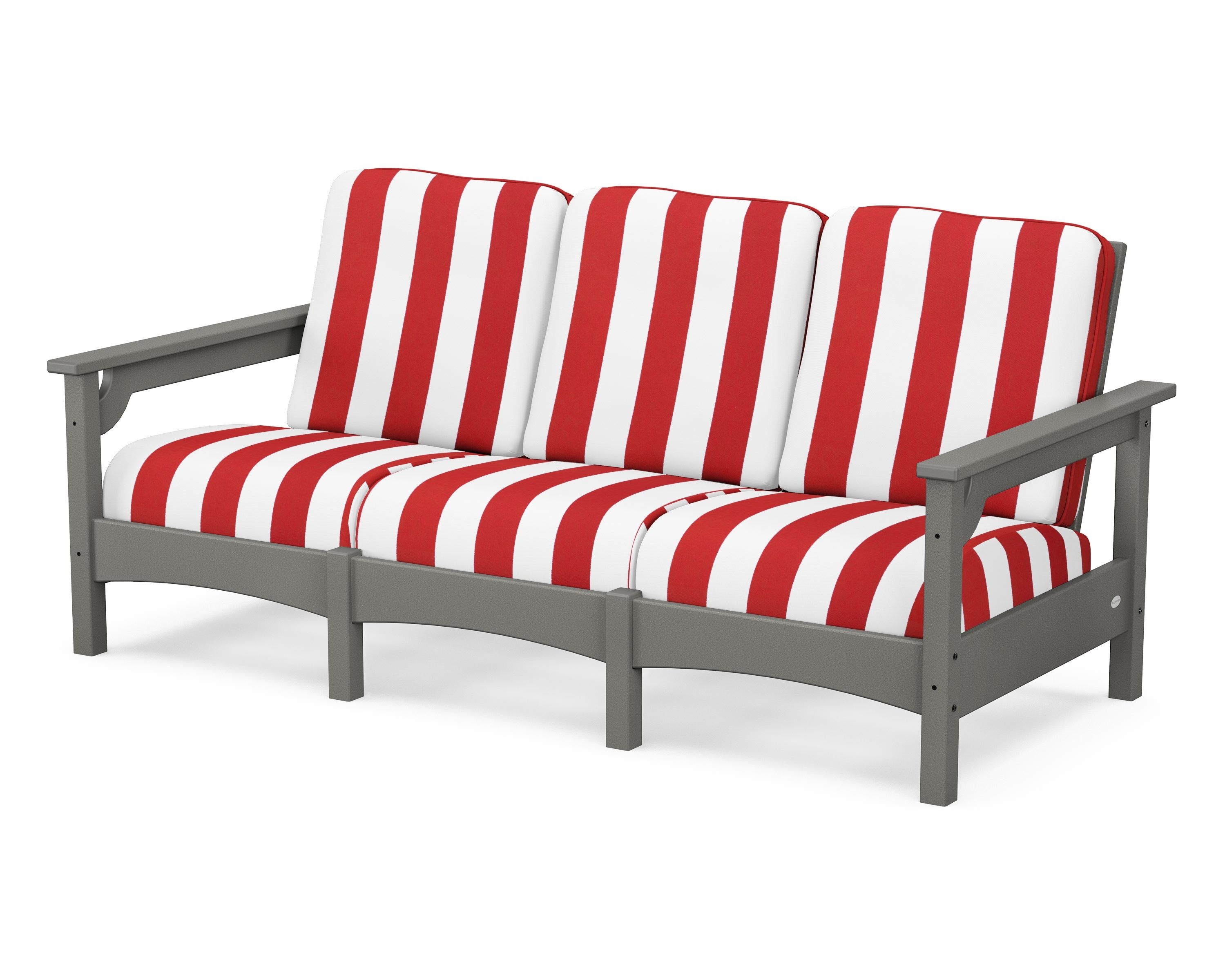 POLYWOOD® Club Sofa in Slate Grey / Cabana Stripe Crimson