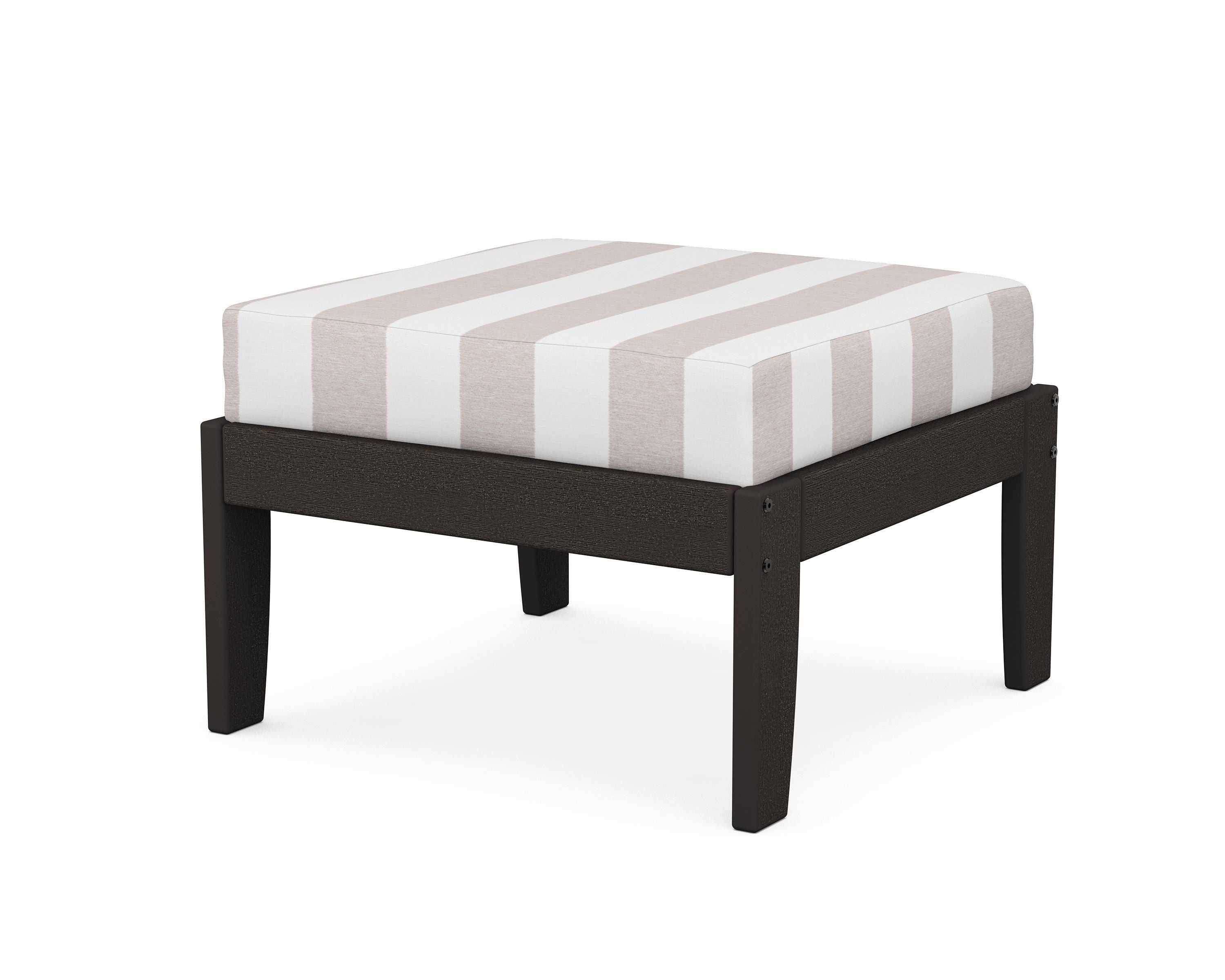 Unbranded Modular Ottoman - Classic in Vintage Coffee / Cabana Stripe Dune Burlap