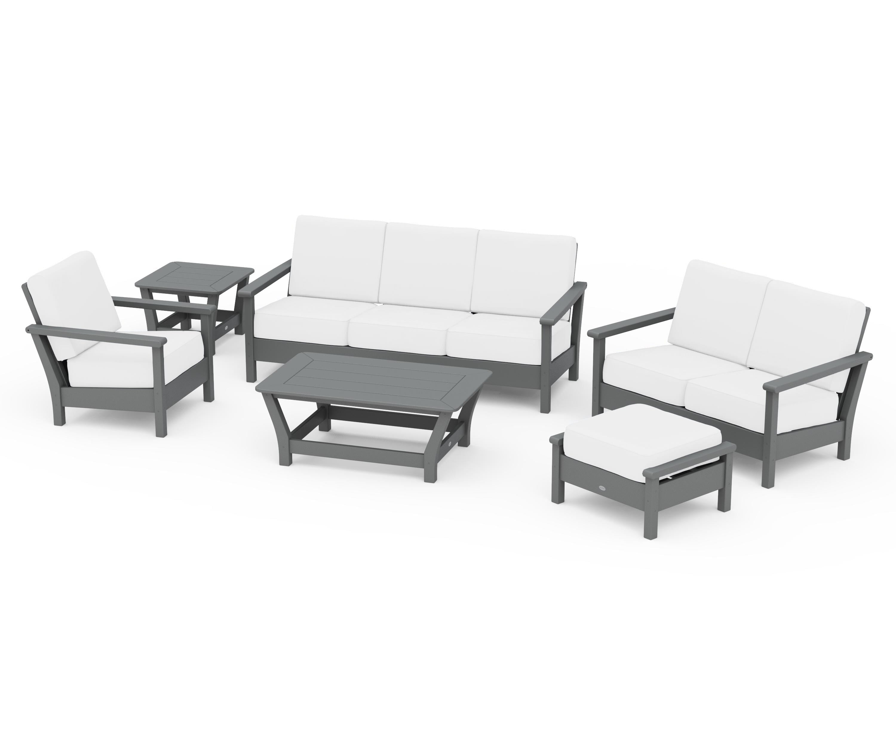 POLYWOOD® Harbour 6-Piece Outdoor Living Set in Slate Grey / Natural