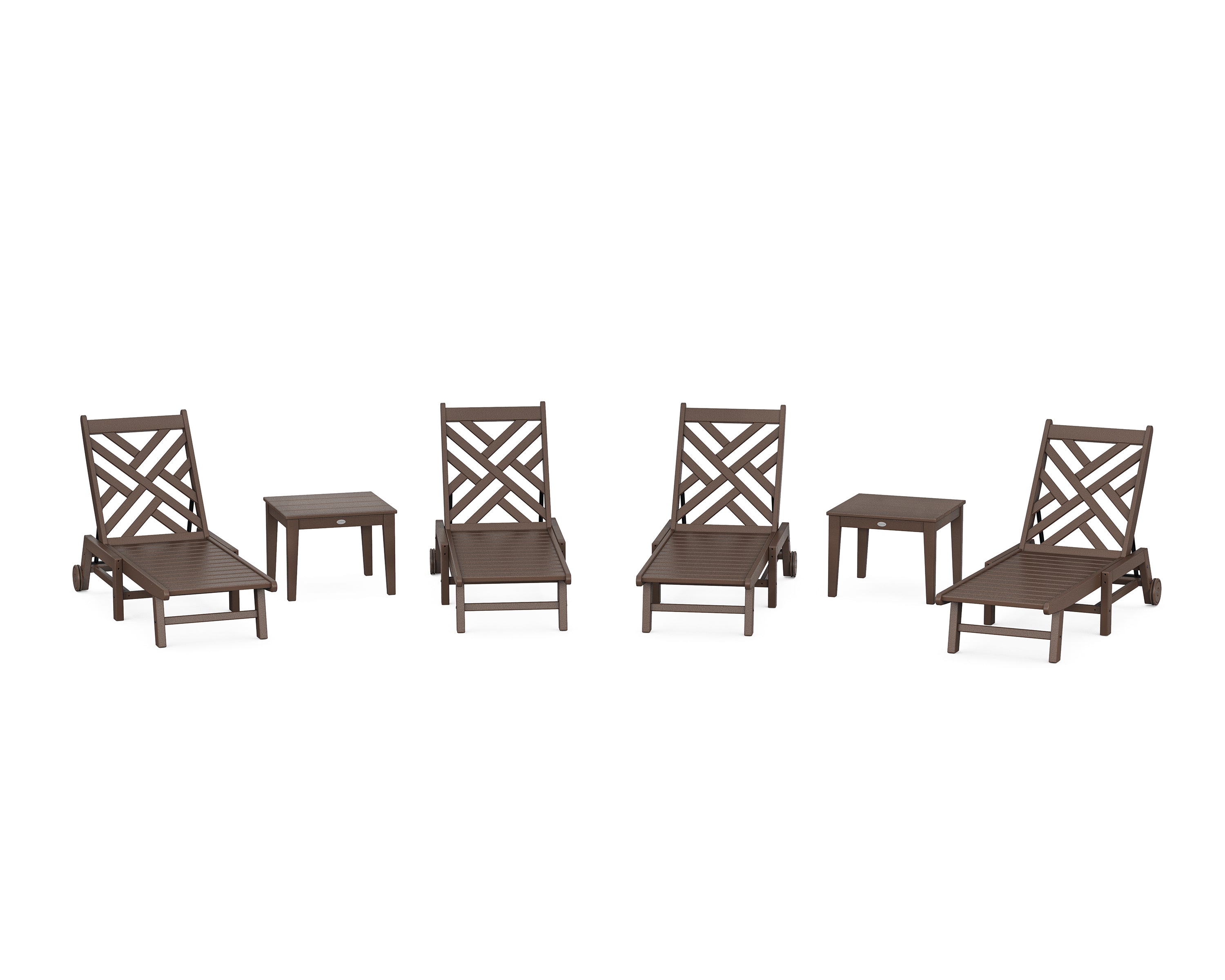 POLYWOOD® Chippendale 6-Piece Chaise Set with Wheels in Mahogany