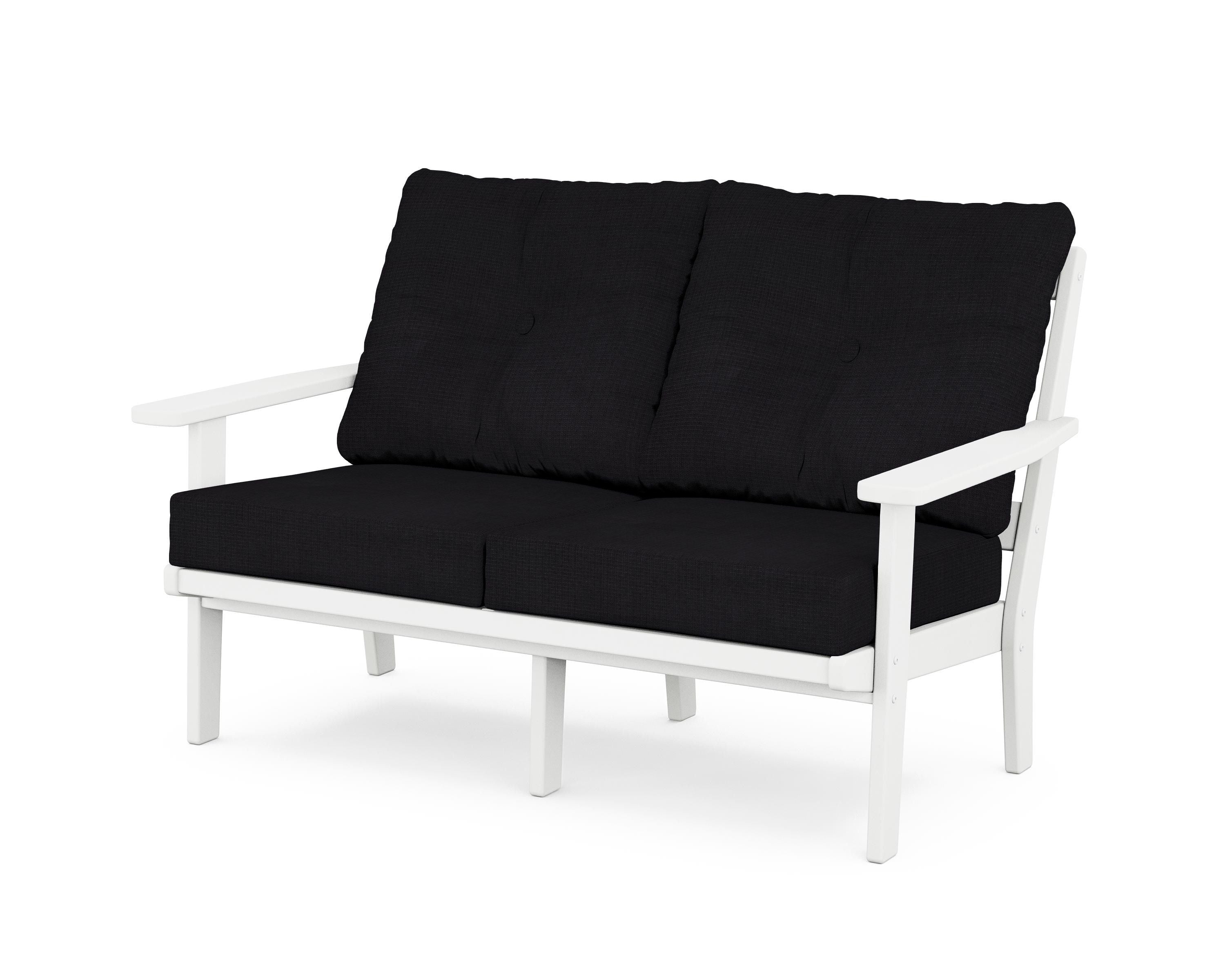 POLYWOOD® Prairie Deep Seating Loveseat in White / Midnight Linen