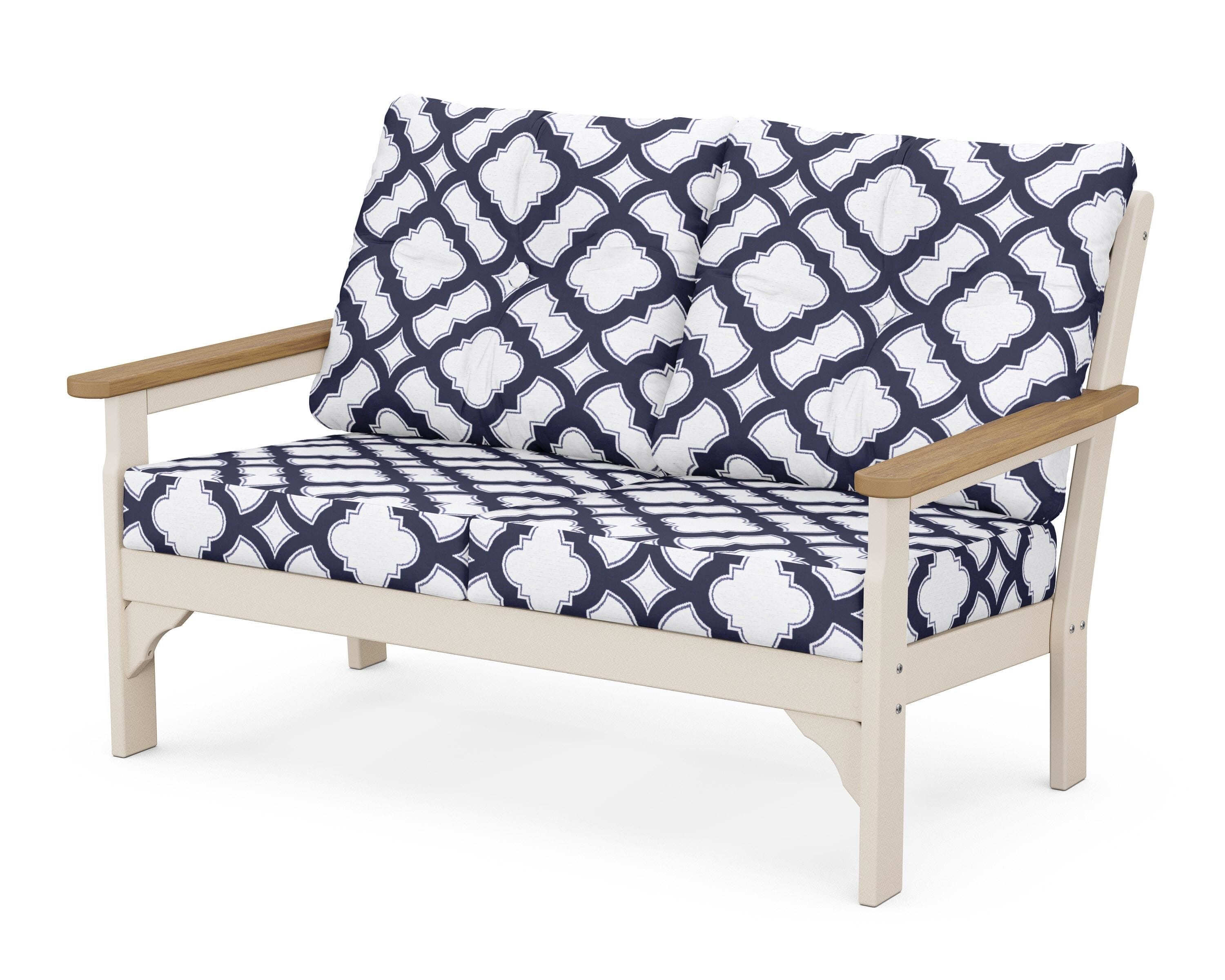 POLYWOOD® Vineyard Deep Seating Loveseat in Sand / Natural / Trellis Navy