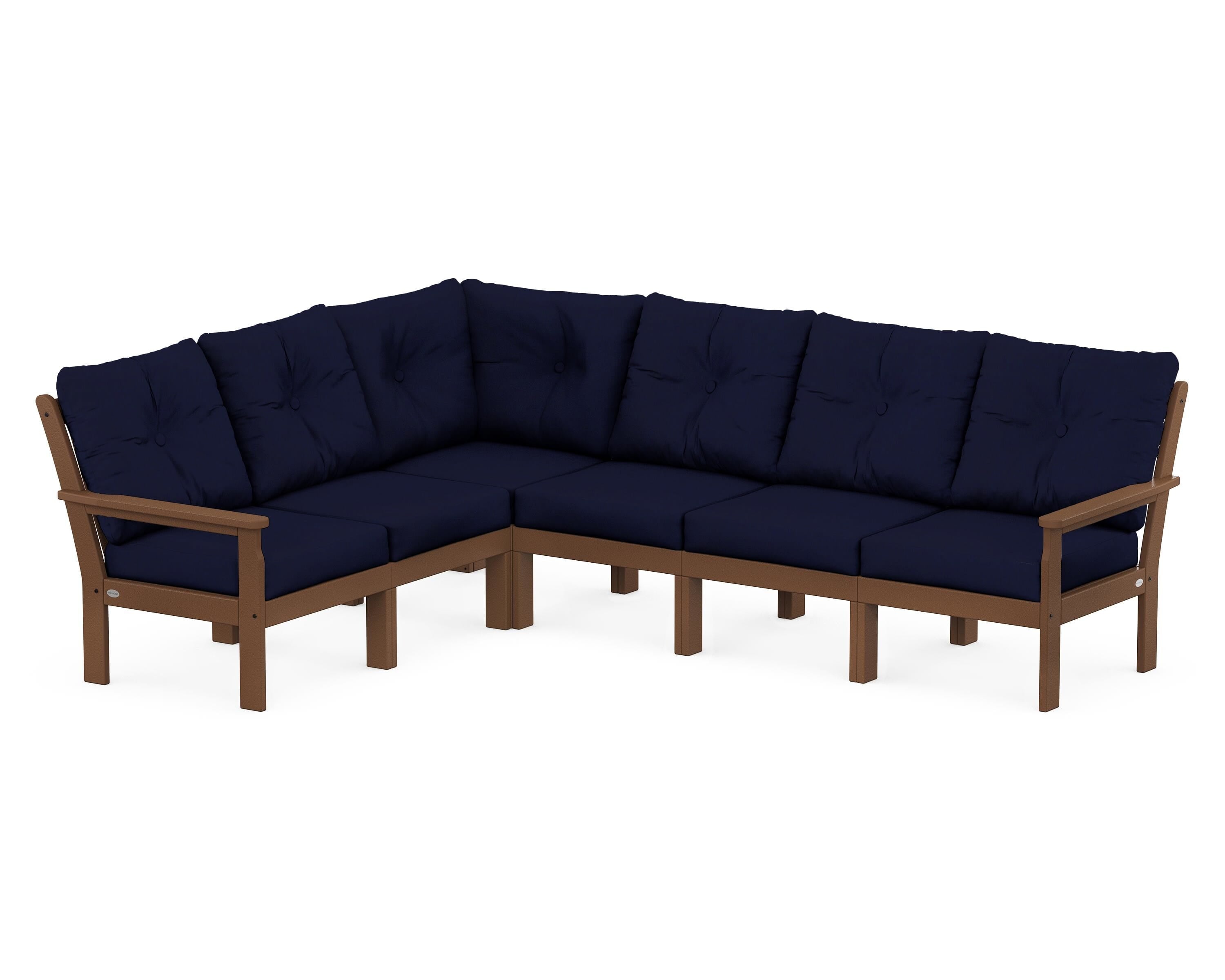 POLYWOOD® Vineyard 6-Piece Sectional in Teak / Navy