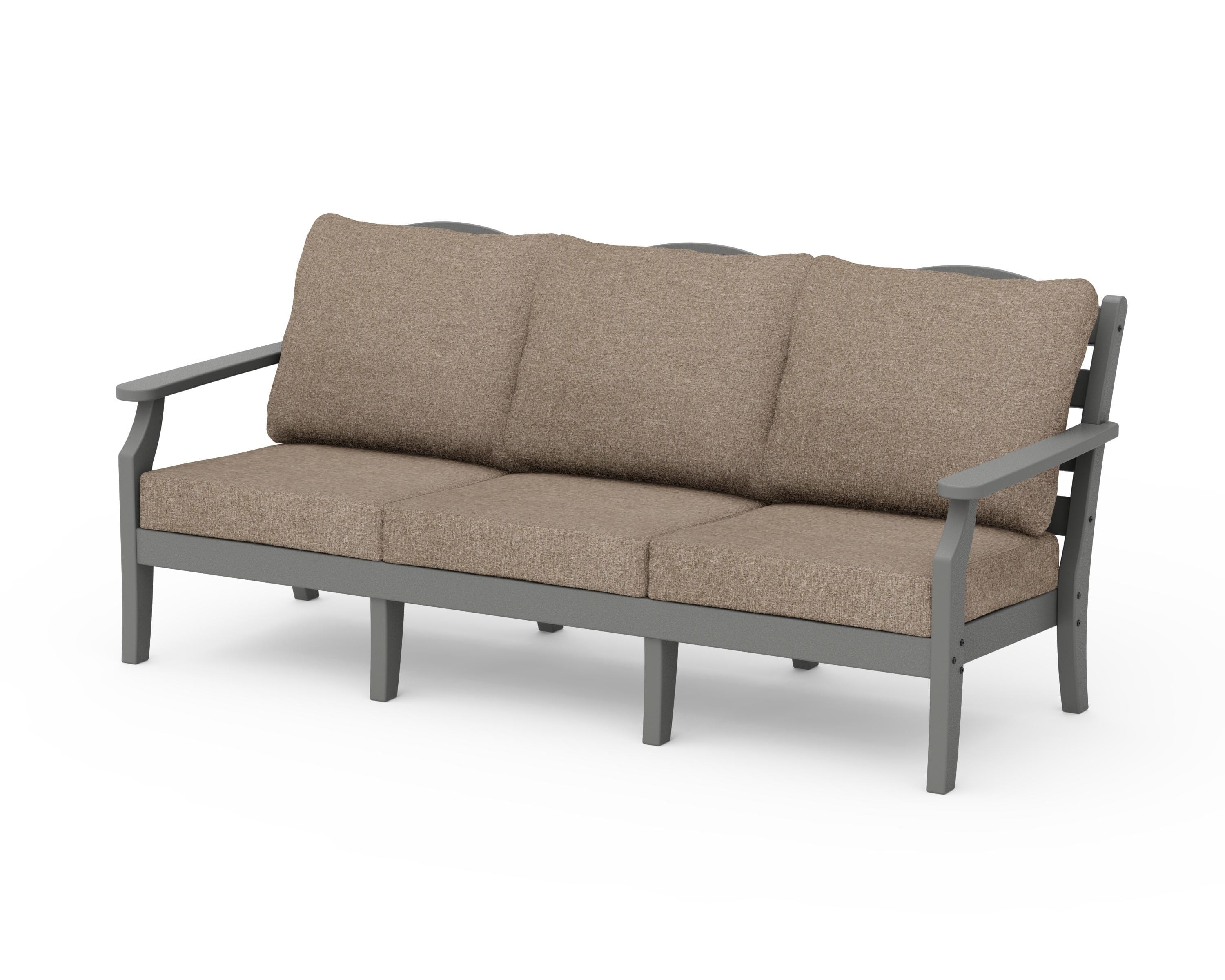 Draper James™ by POLYWOOD® Savannah Deep Seating Sofa in Slate Grey / Spiced Burlap