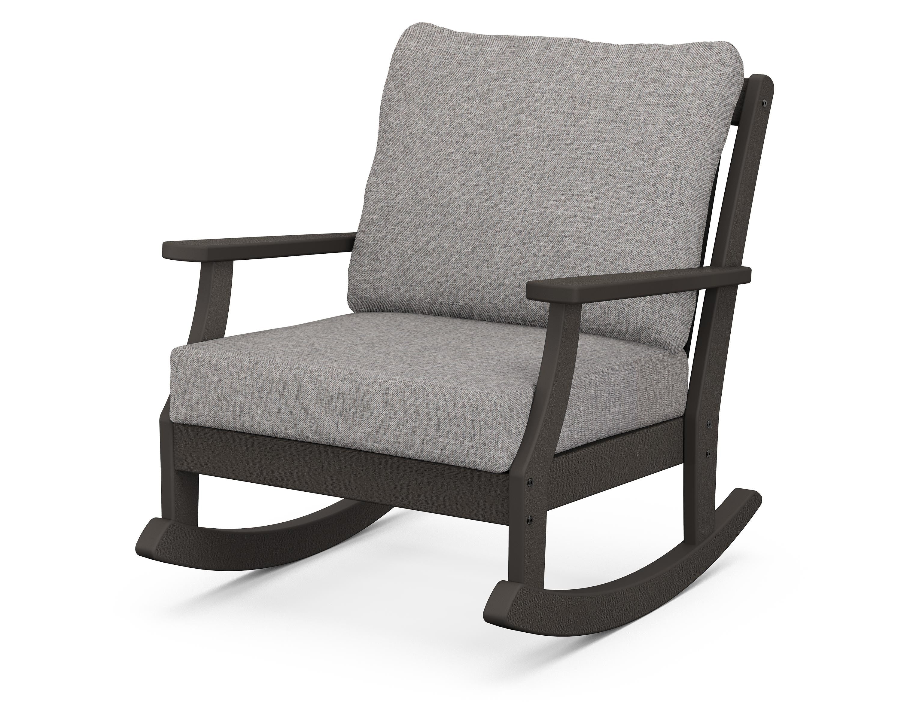 POLYWOOD® Braxton Deep Seating Rocking Chair in Vintage Coffee / Grey Mist