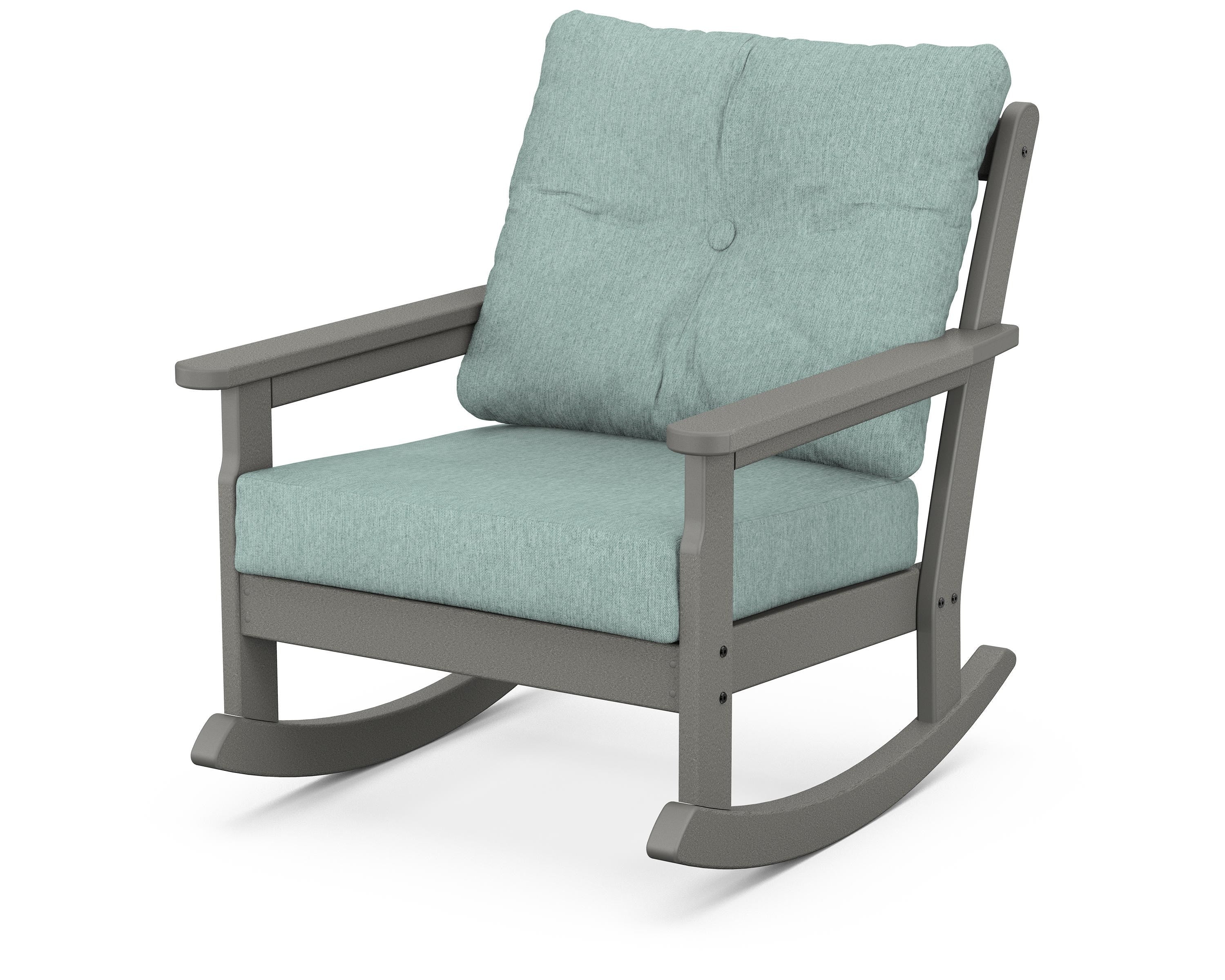 POLYWOOD® Vineyard Deep Seating Rocking Chair in Slate Grey / Glacier Spa