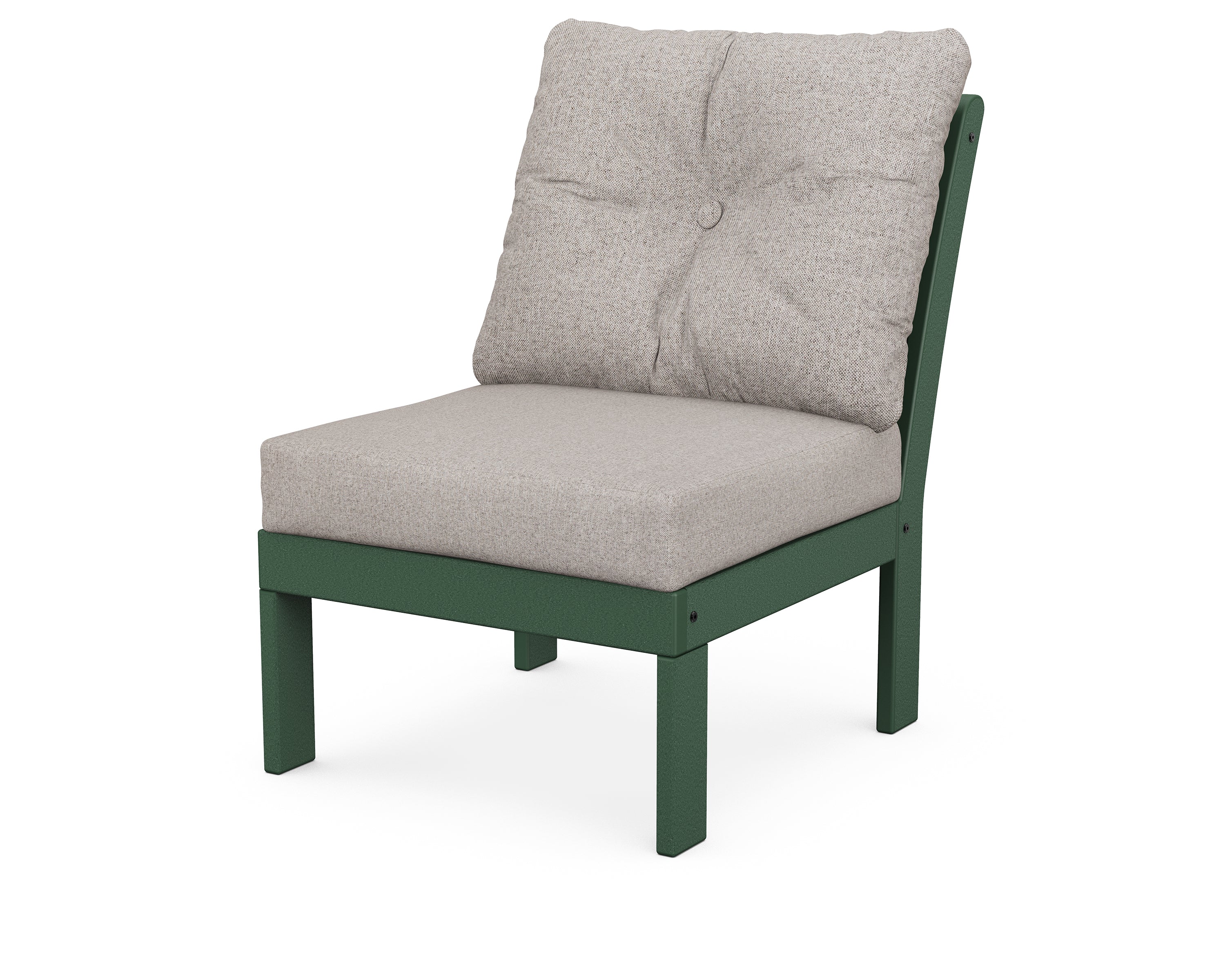 POLYWOOD® Vineyard Modular Armless Chair in Green / Weathered Tweed