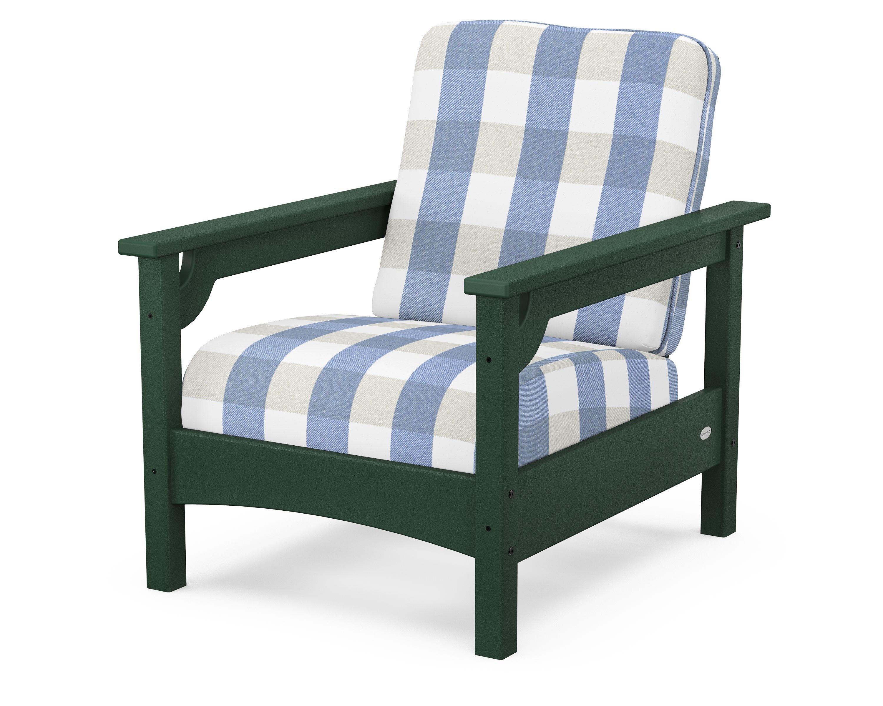POLYWOOD® Club Chair in Green / Buffalo Plaid Sky Blue