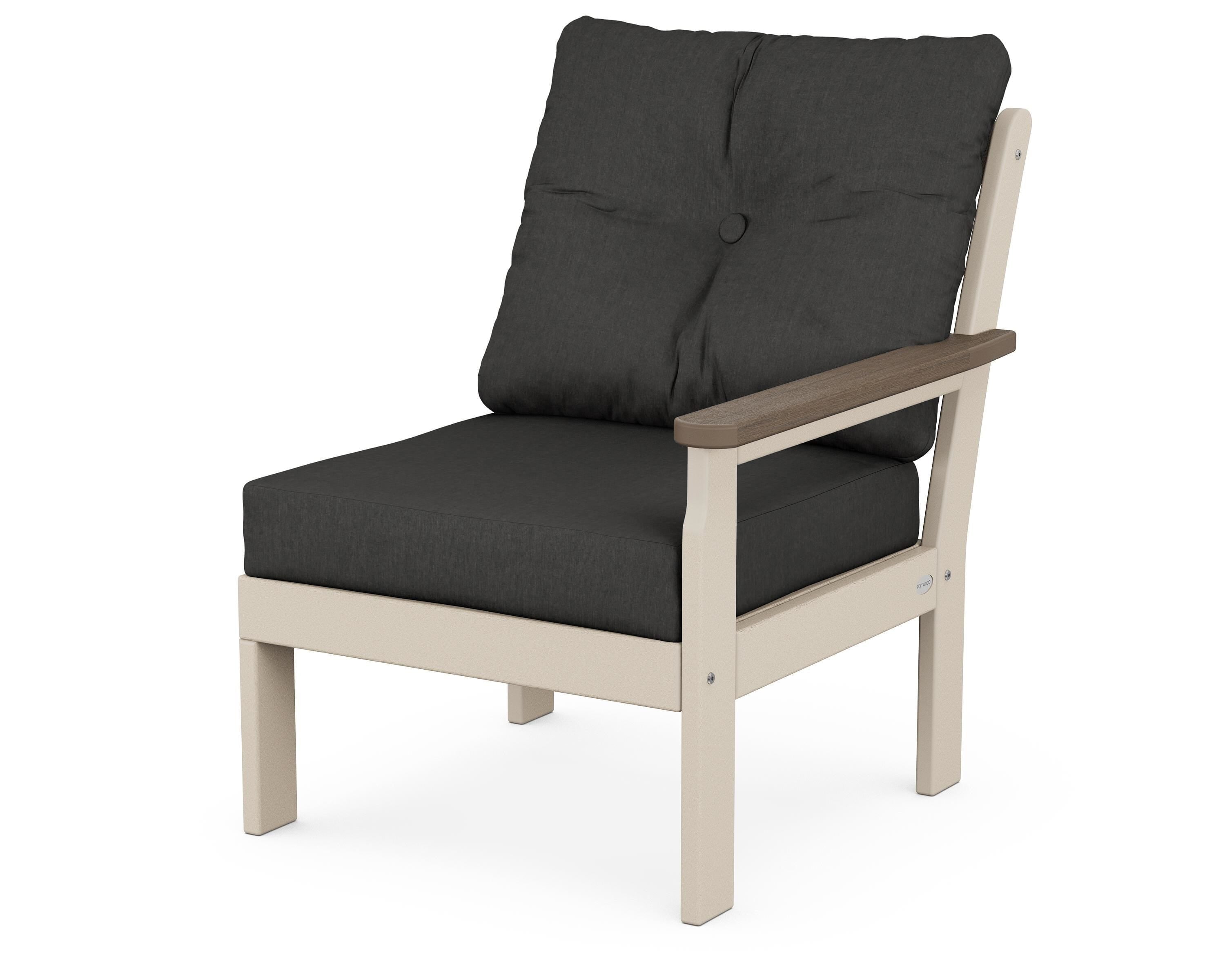 POLYWOOD® Vineyard Modular Right Arm Chair in Sand / Kona / Spectrum Carbon