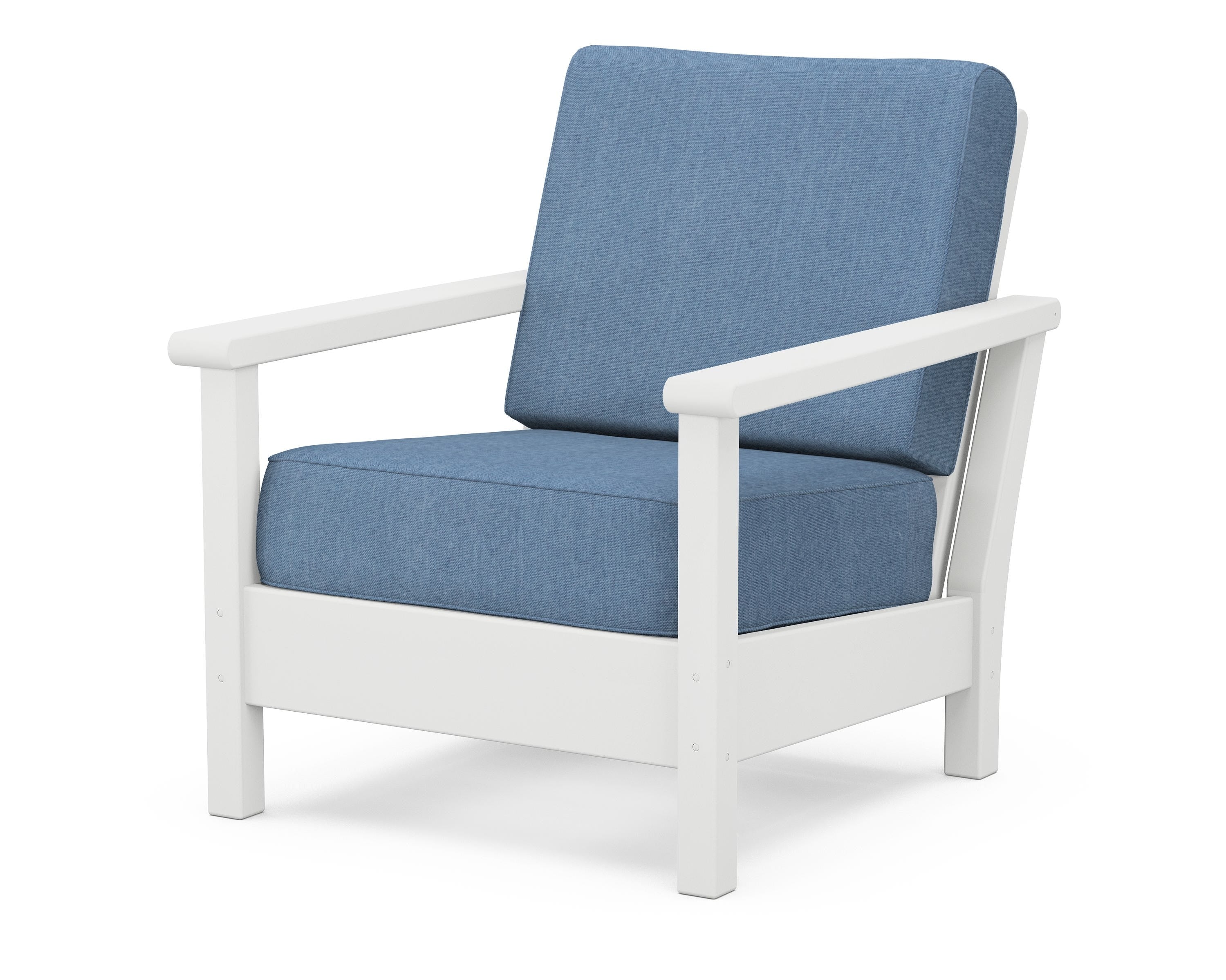 POLYWOOD® Harbour Deep Seating Chair in White / Sky Blue
