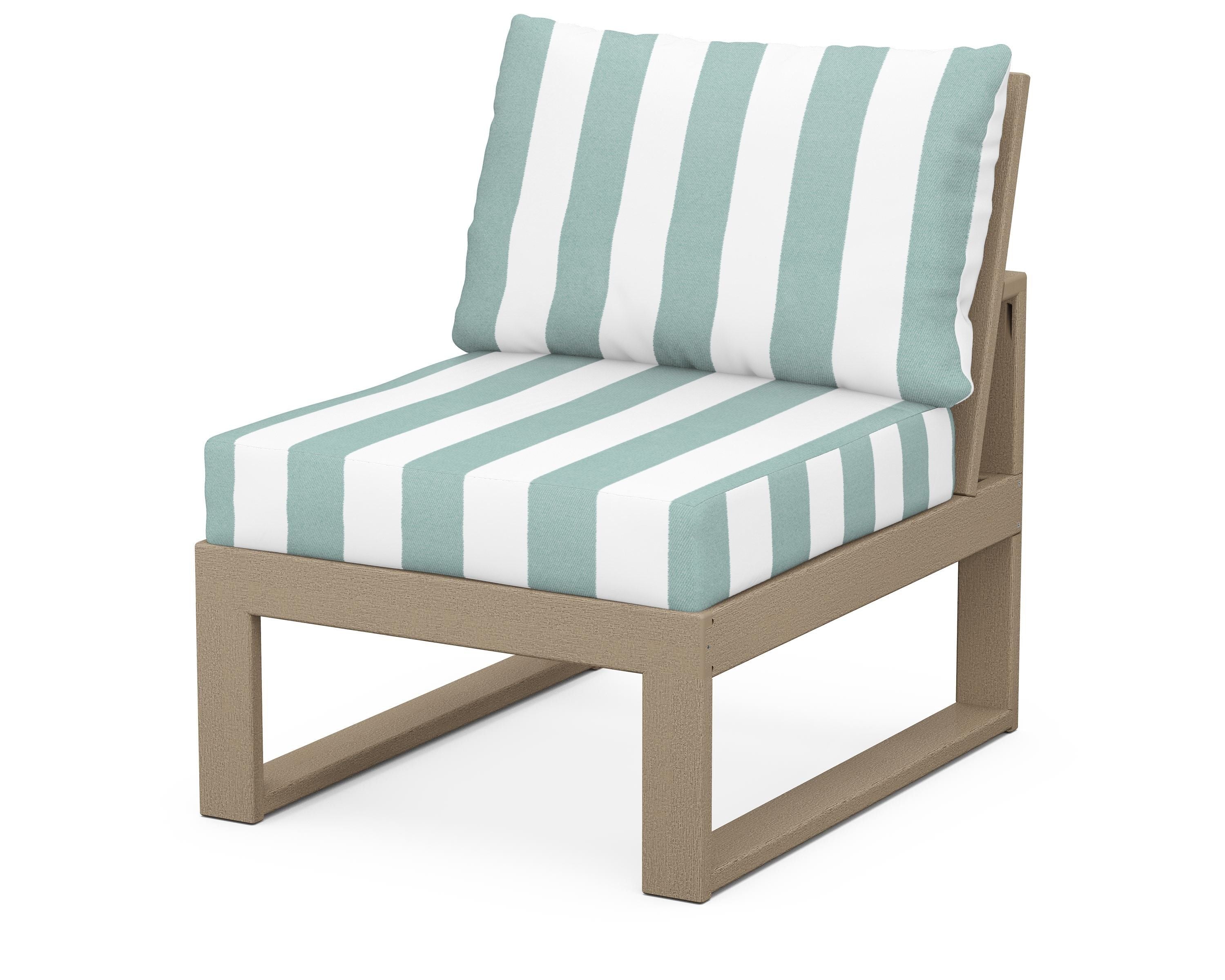 Unbranded Modular Armless Chair in Vintage Sahara / Cabana Stripe Glacier Spa