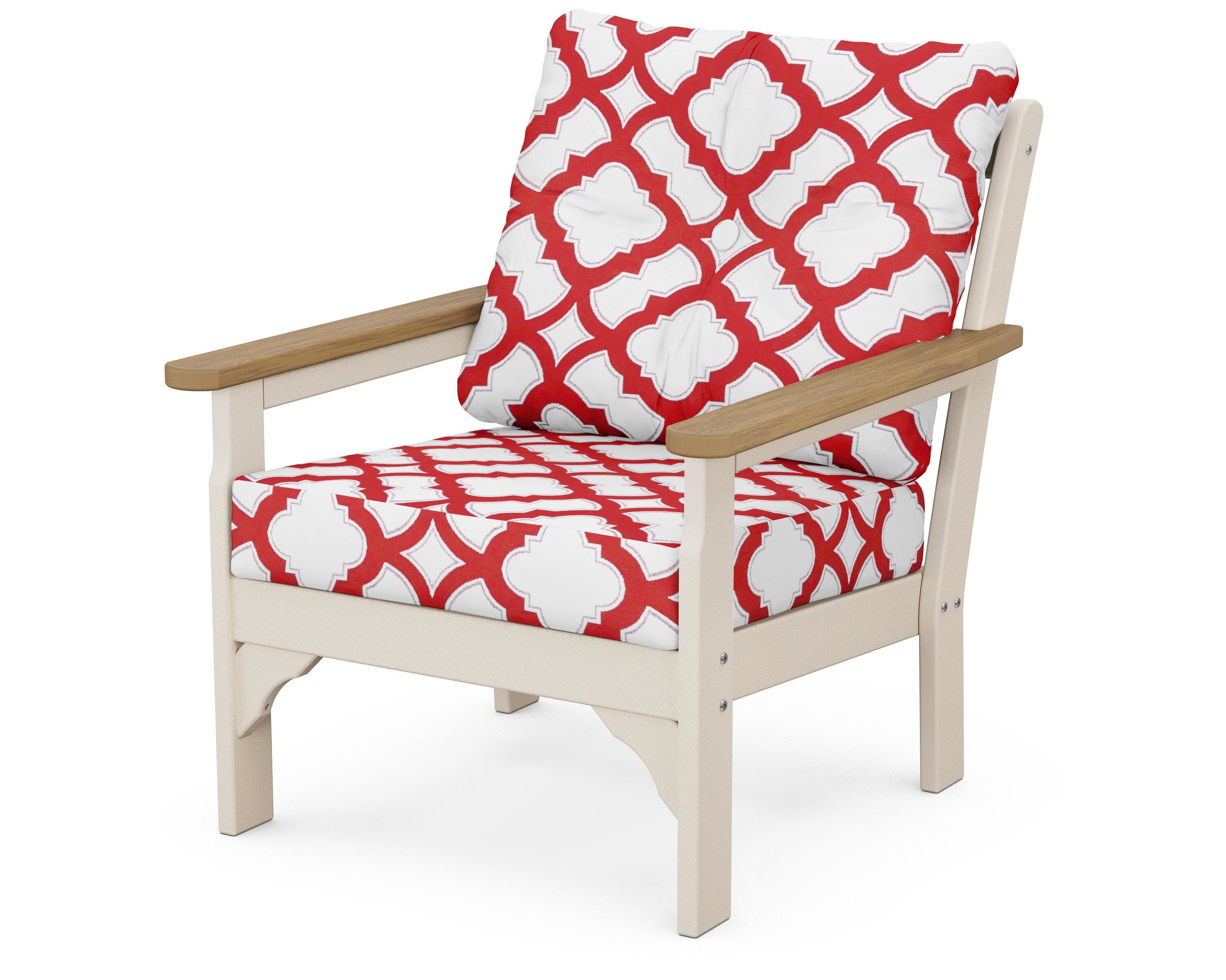 POLYWOOD® Vineyard Deep Seating Chair in Sand / Natural / Trellis Crimson