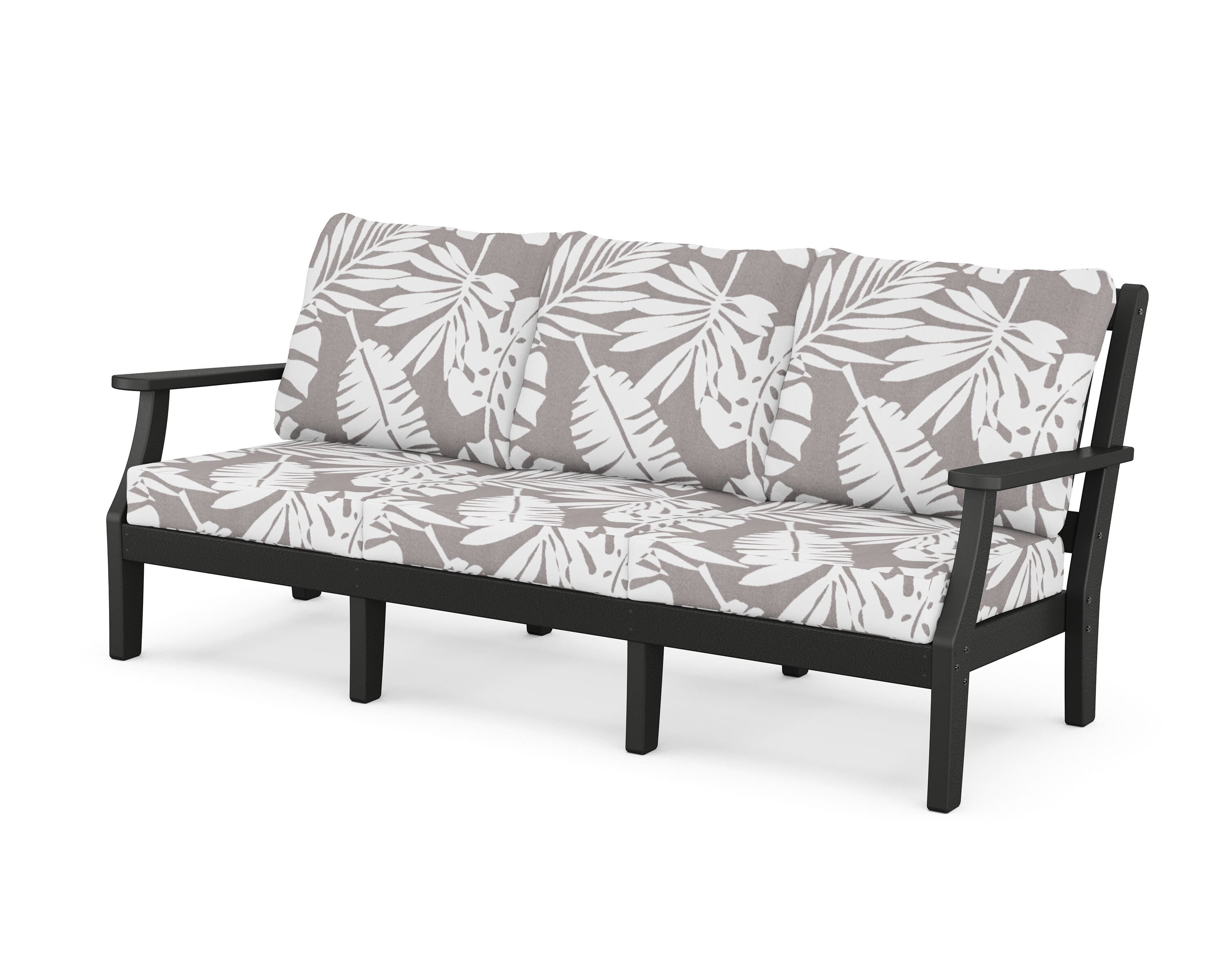 Martha Stewart by POLYWOOD® Chinoiserie Deep Seating Sofa in Black / Leaf Grey Mist