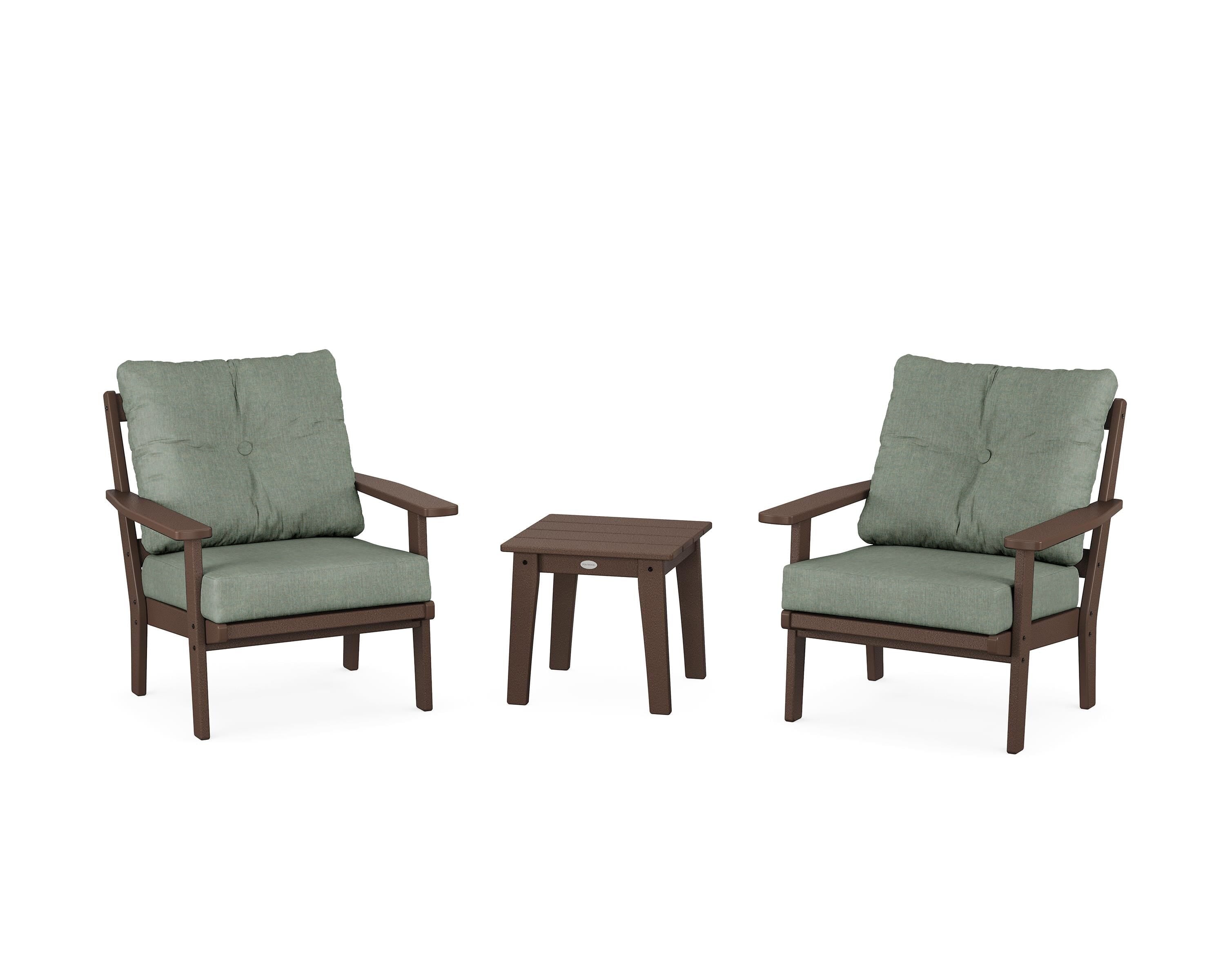 POLYWOOD® Prairie 3-Piece Deep Seating Set in Mahogany / Cast Sage