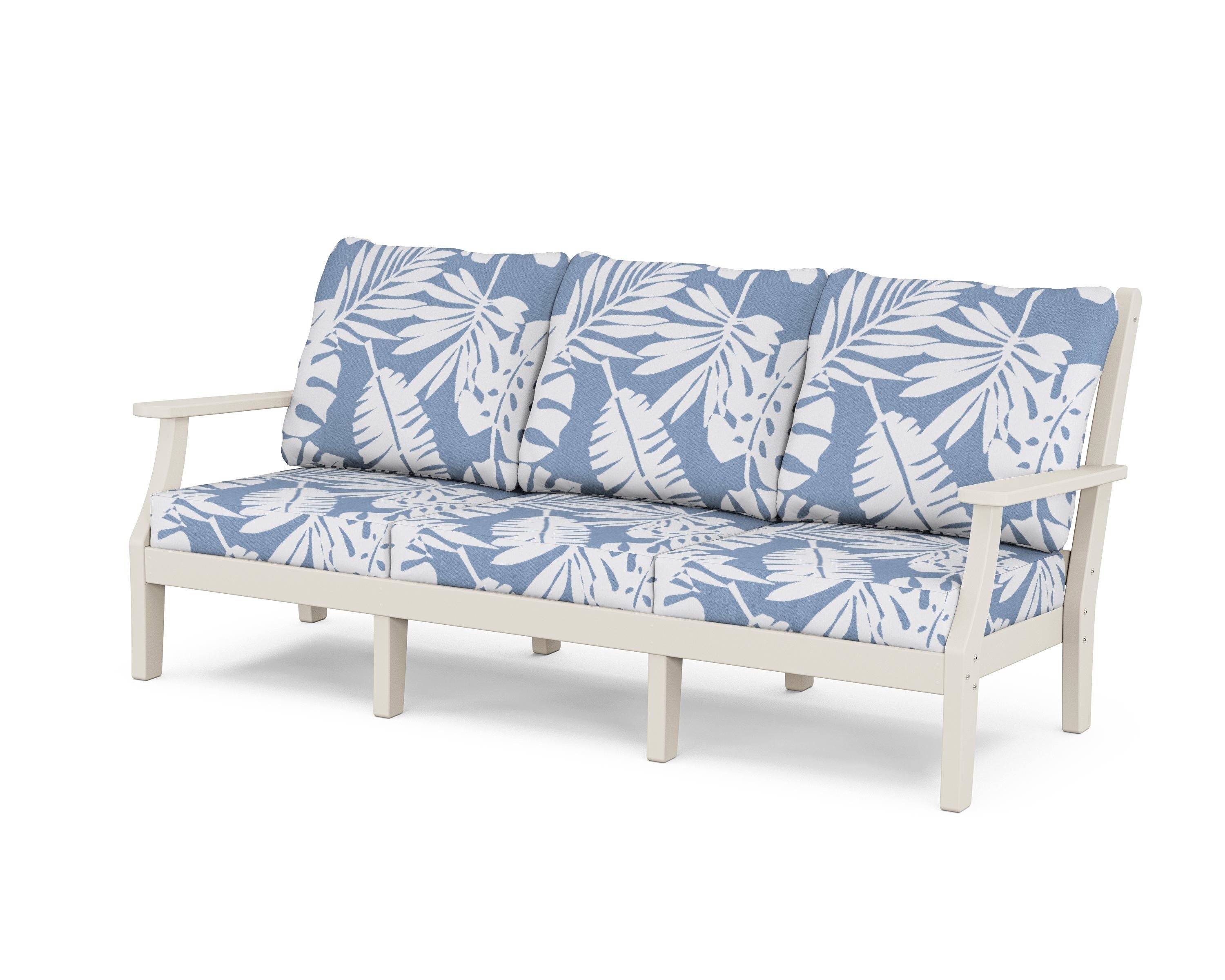 Country Living Wovendale Deep Seating Sofa in Sand / Leaf Sky Blue