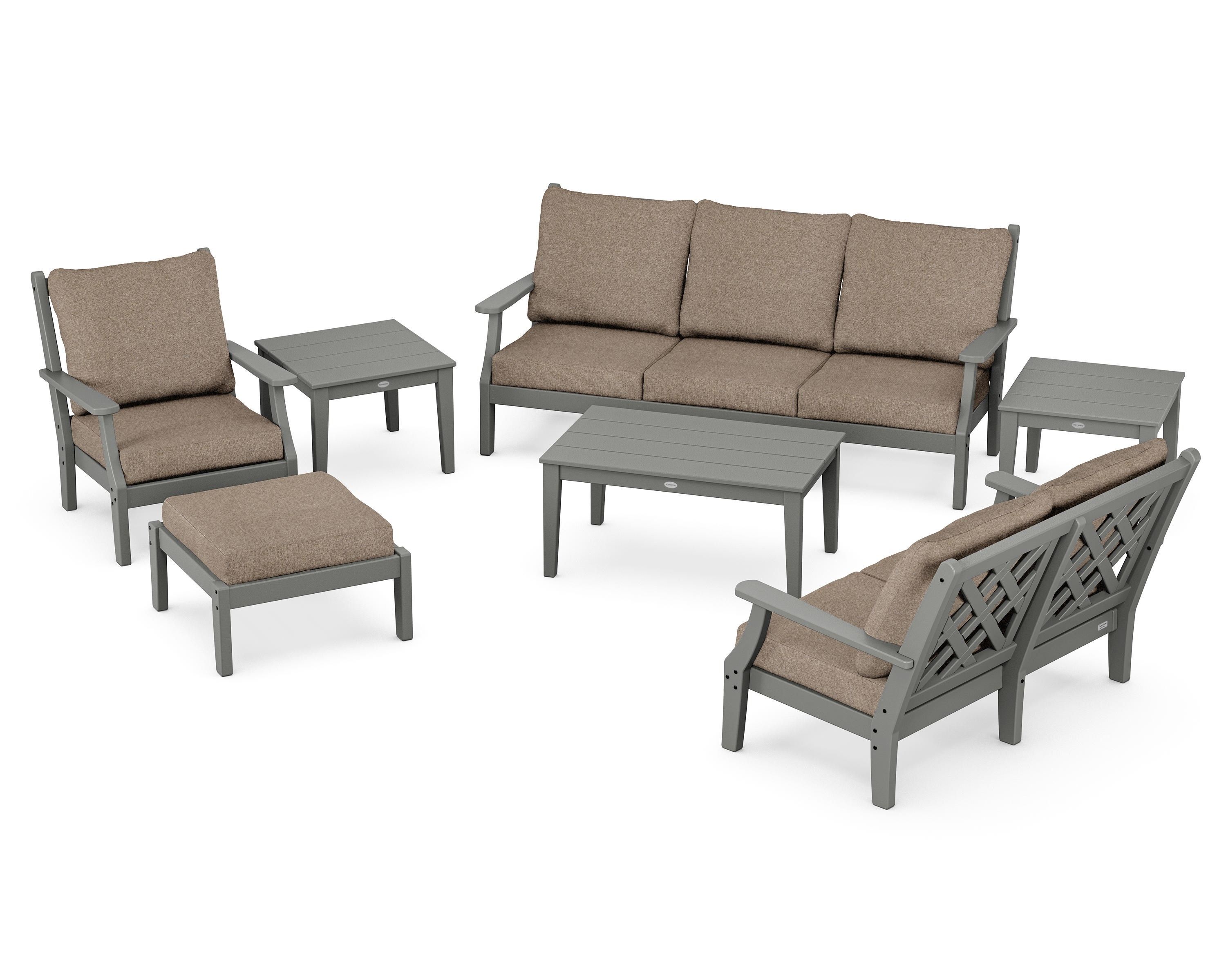 Country Living Wovendale 7-Piece Deep Seating Set in Slate Grey / Spiced Burlap