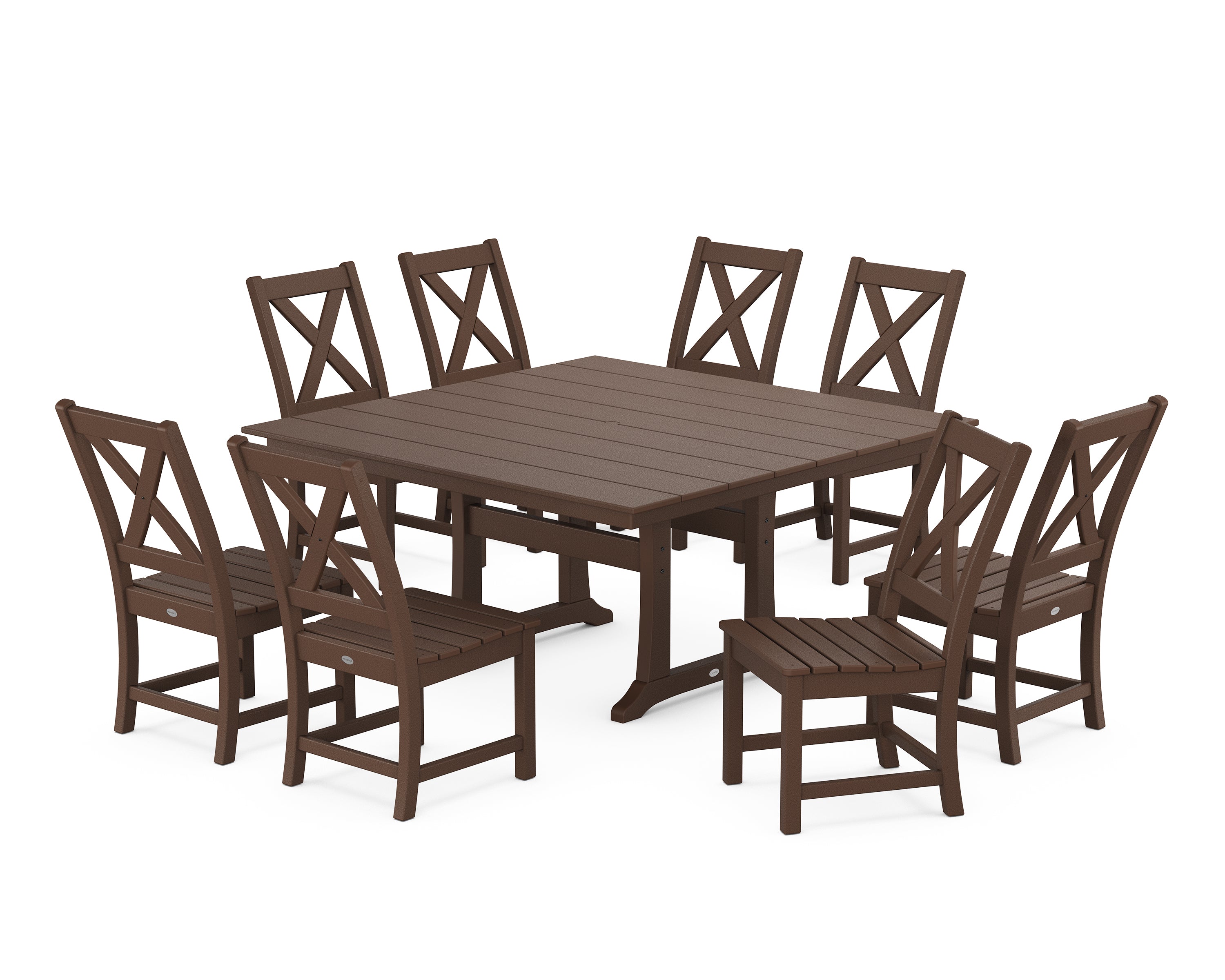 POLYWOOD® Braxton Side Chair 9-Piece Farmhouse Dining Set in Mahogany