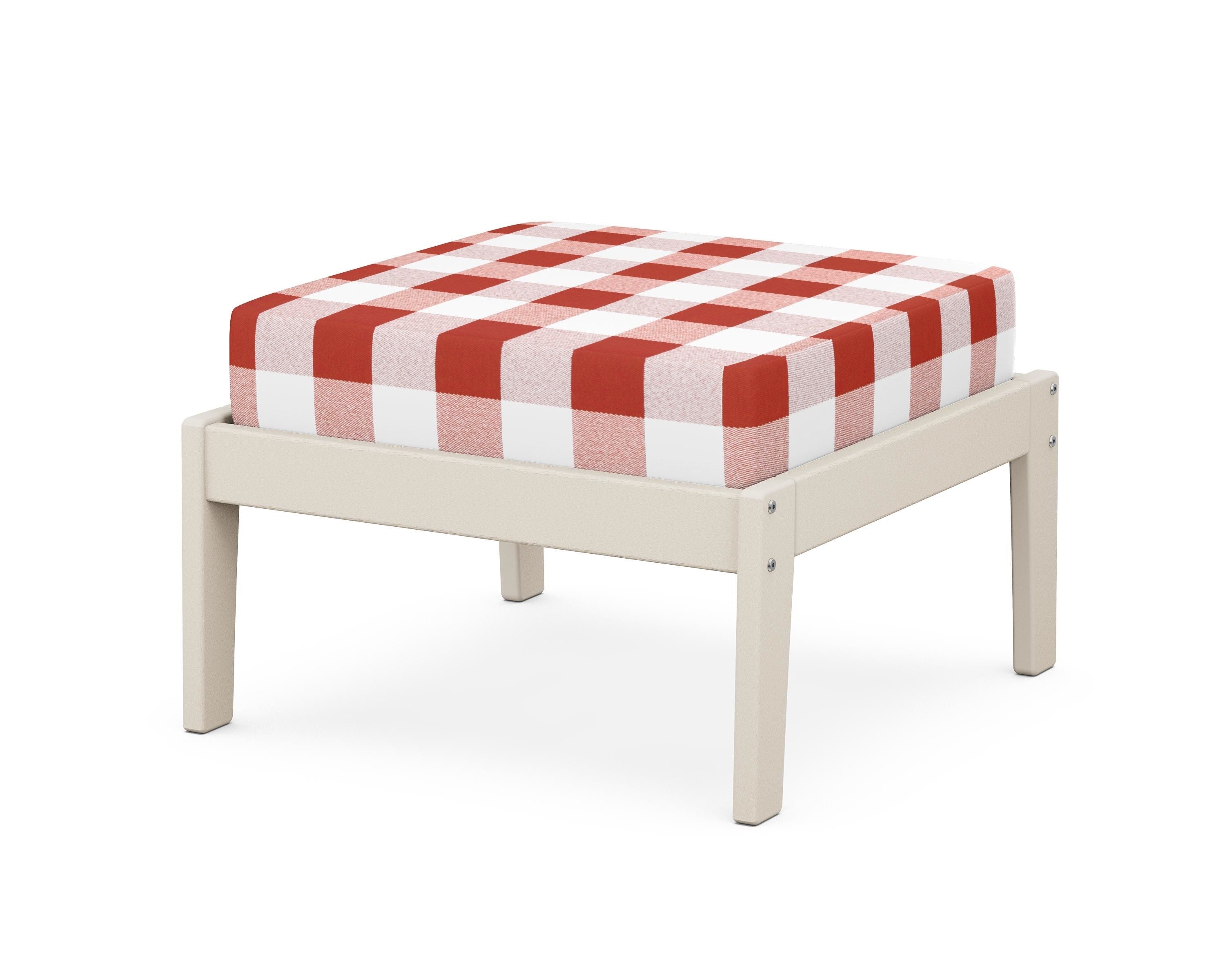 Unbranded Deep Seating Ottoman in Sand / Buffalo Plaid Crimson