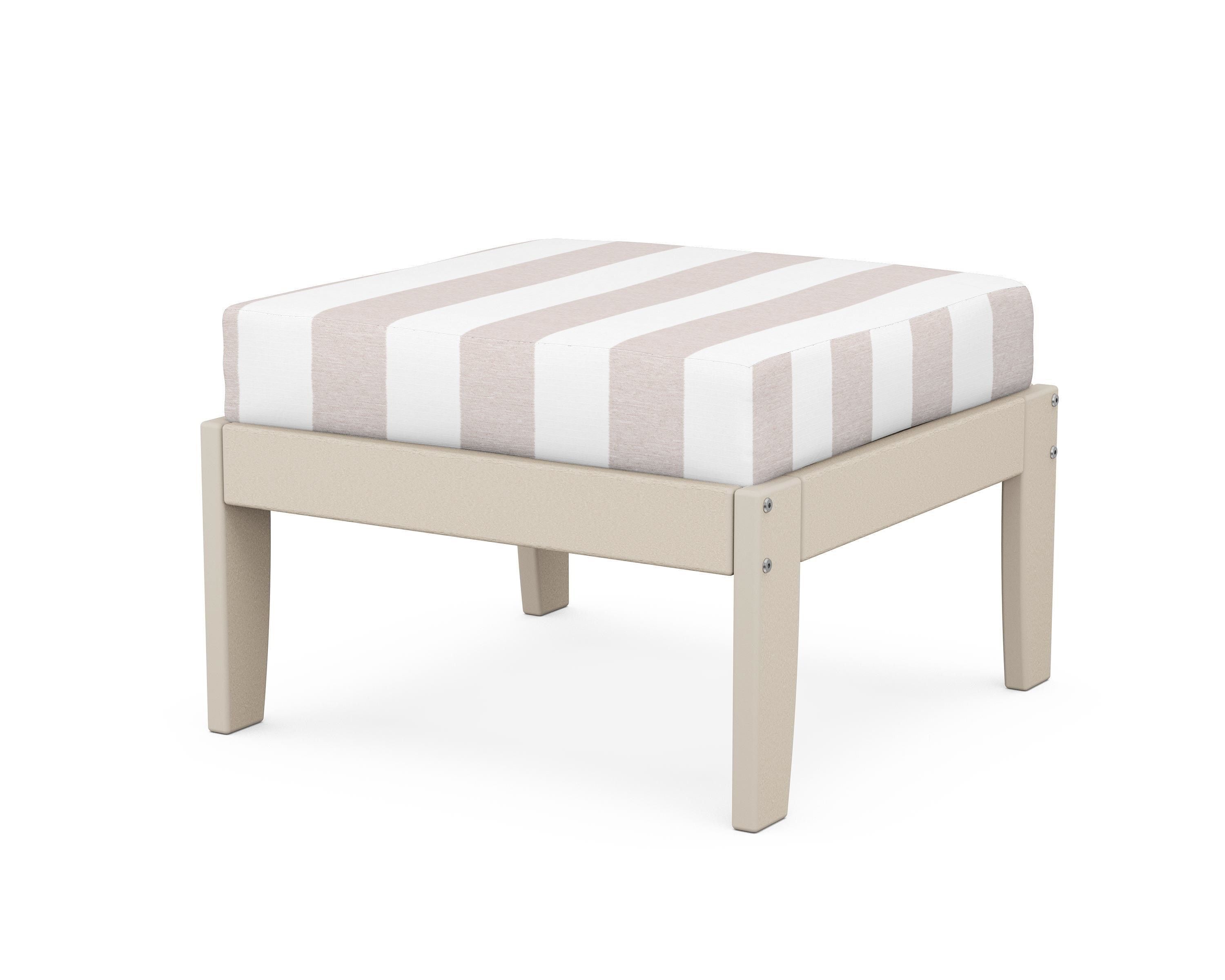 Unbranded Modular Ottoman - Classic in Sand / Cabana Stripe Dune Burlap