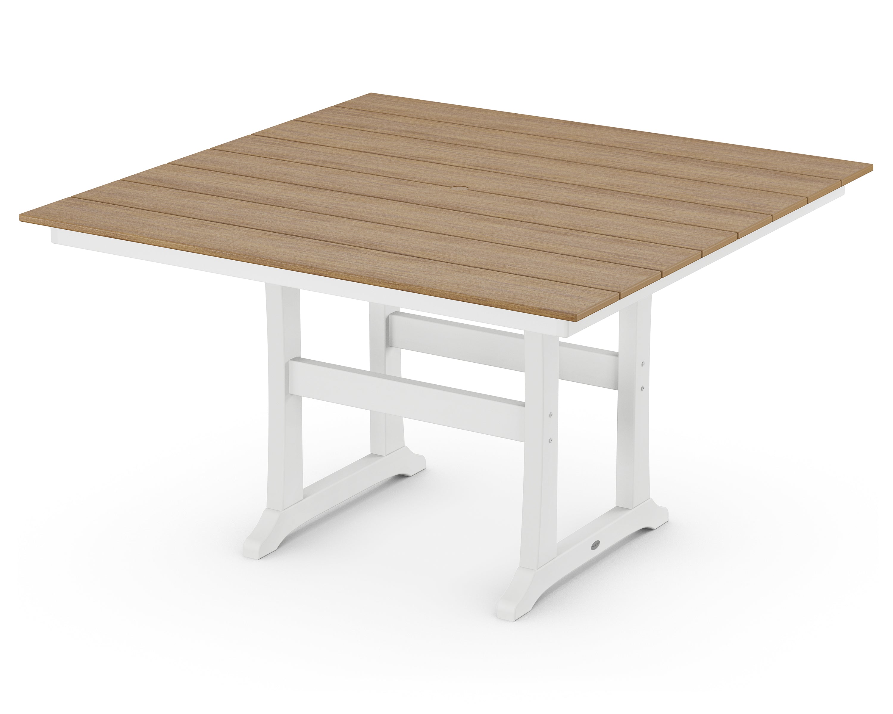 POLYWOOD® Farmhouse Trestle 59" Counter Table in White / Natural