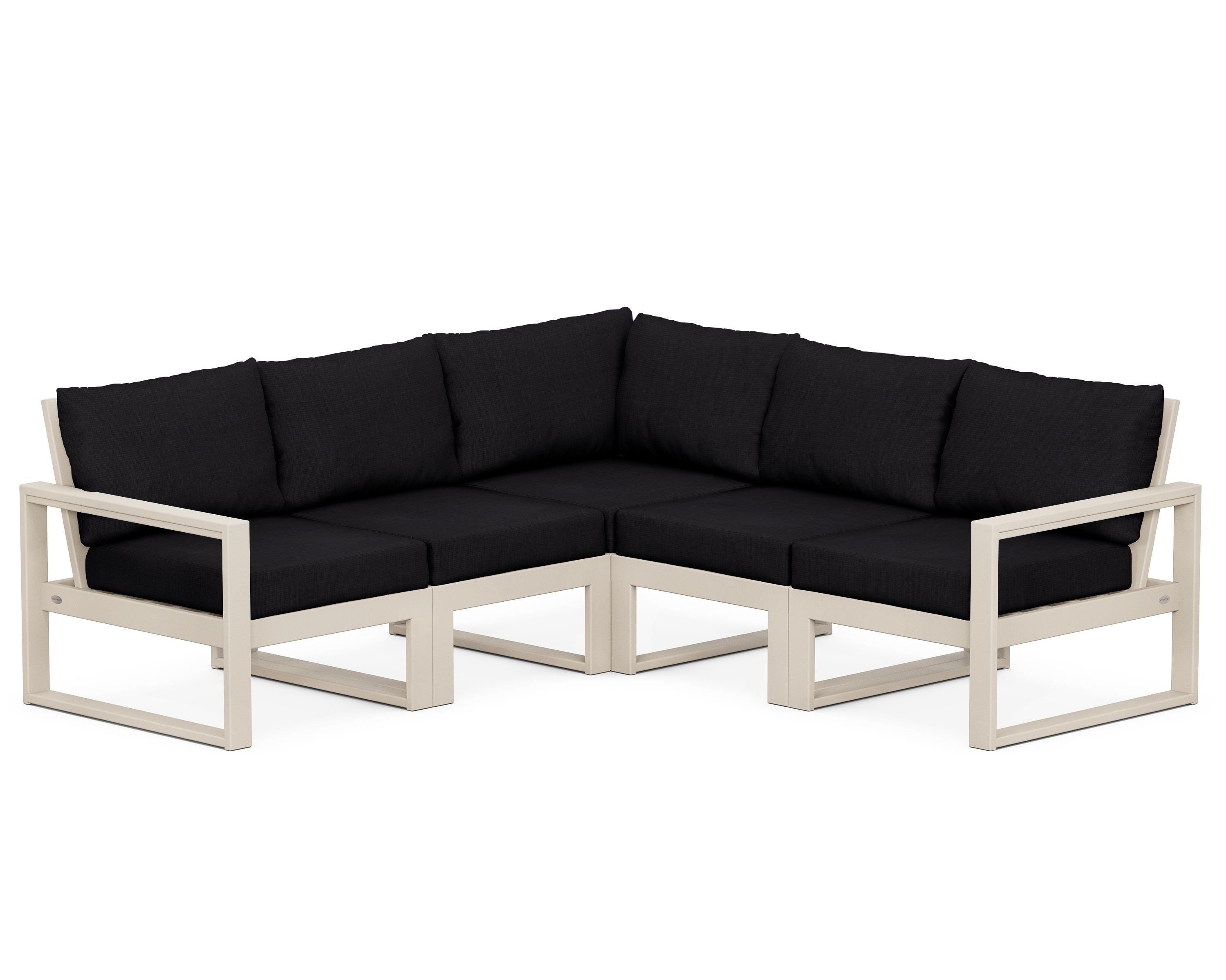 POLYWOOD® EDGE 5-Piece Modular Deep Seating Set in Sand / Midnight Linen
