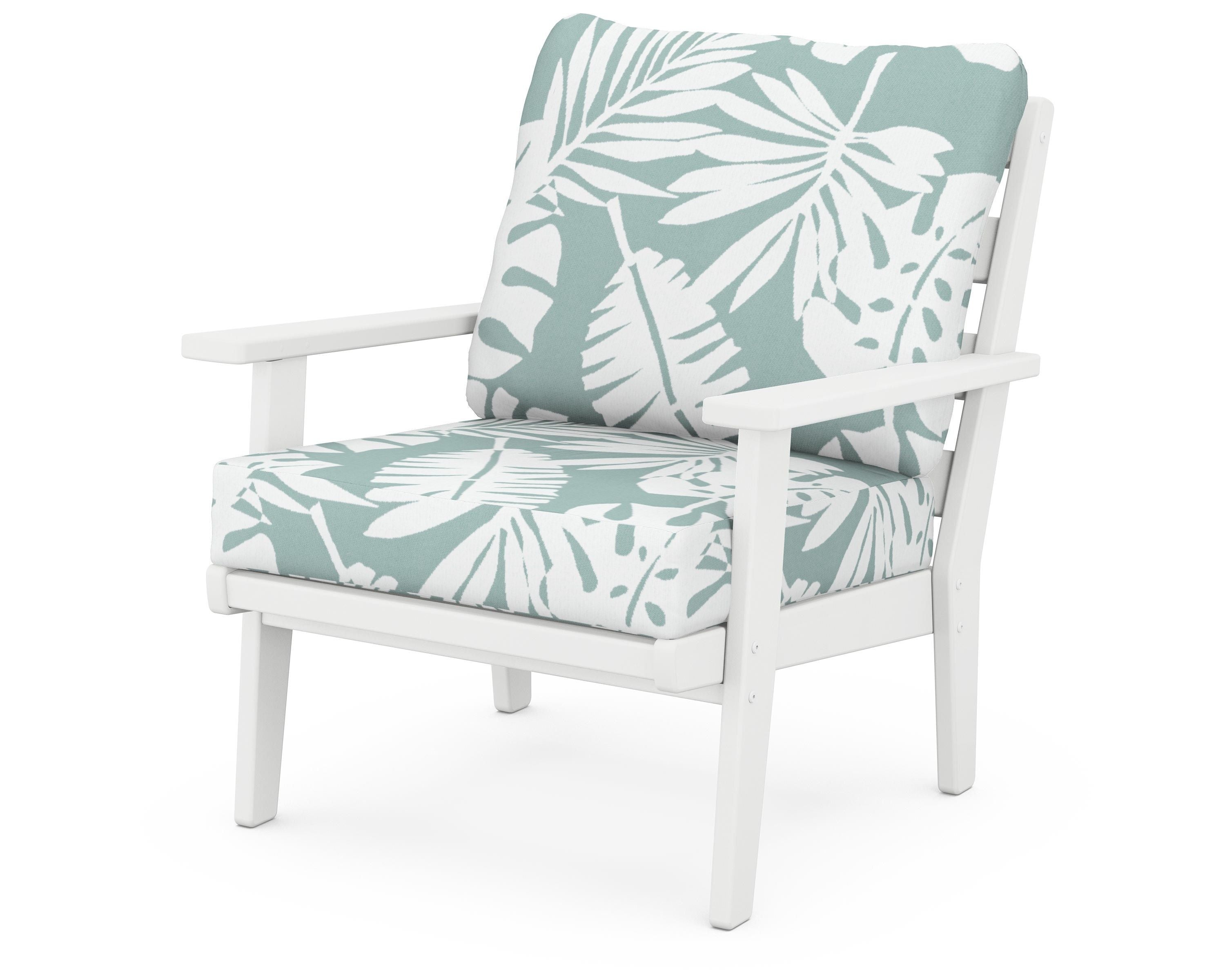 POLYWOOD® Grant Park Deep Seating Chair in White / Leaf Glacier Spa