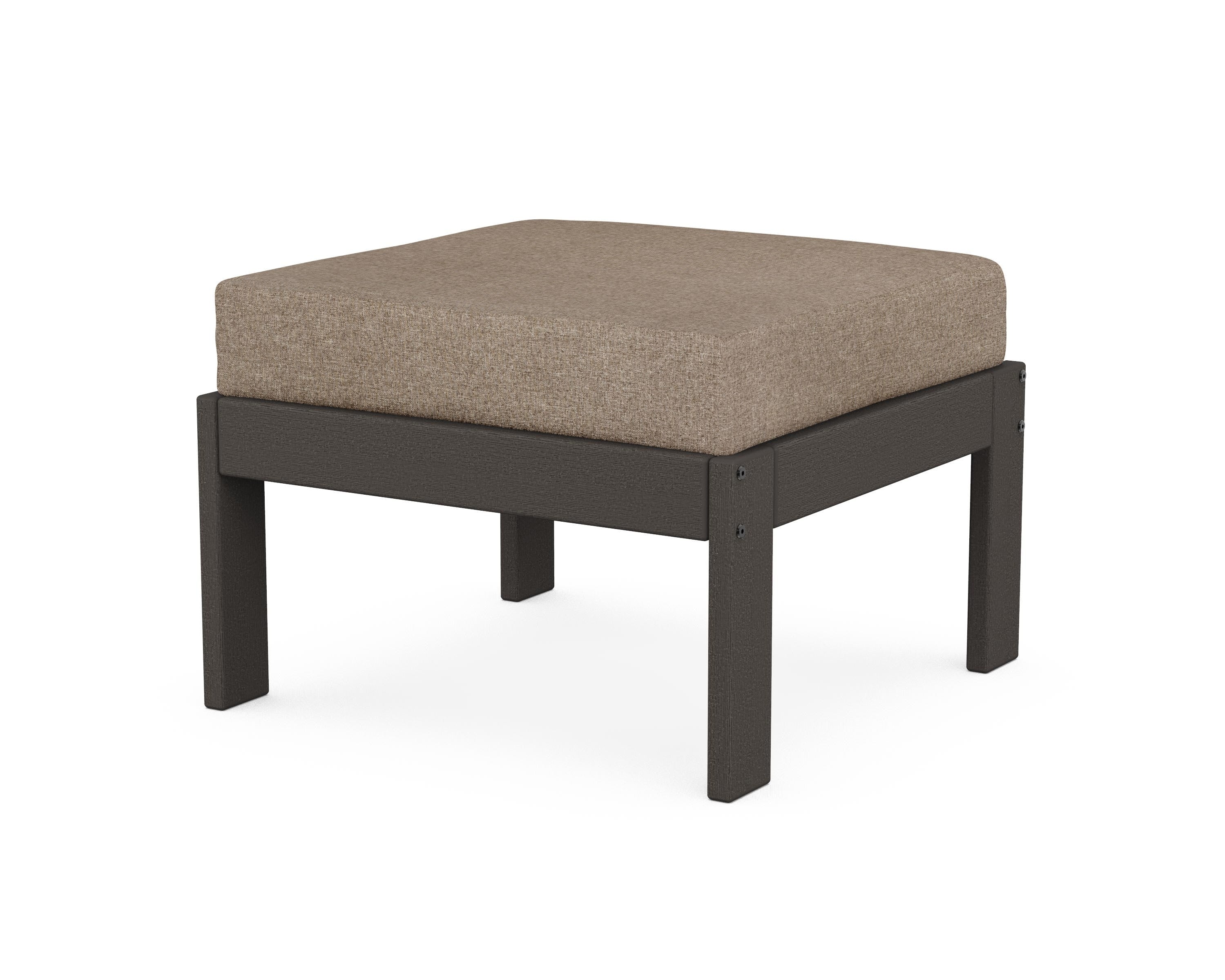 POLYWOOD® Vineyard Modular Ottoman in Vintage Coffee / Spiced Burlap
