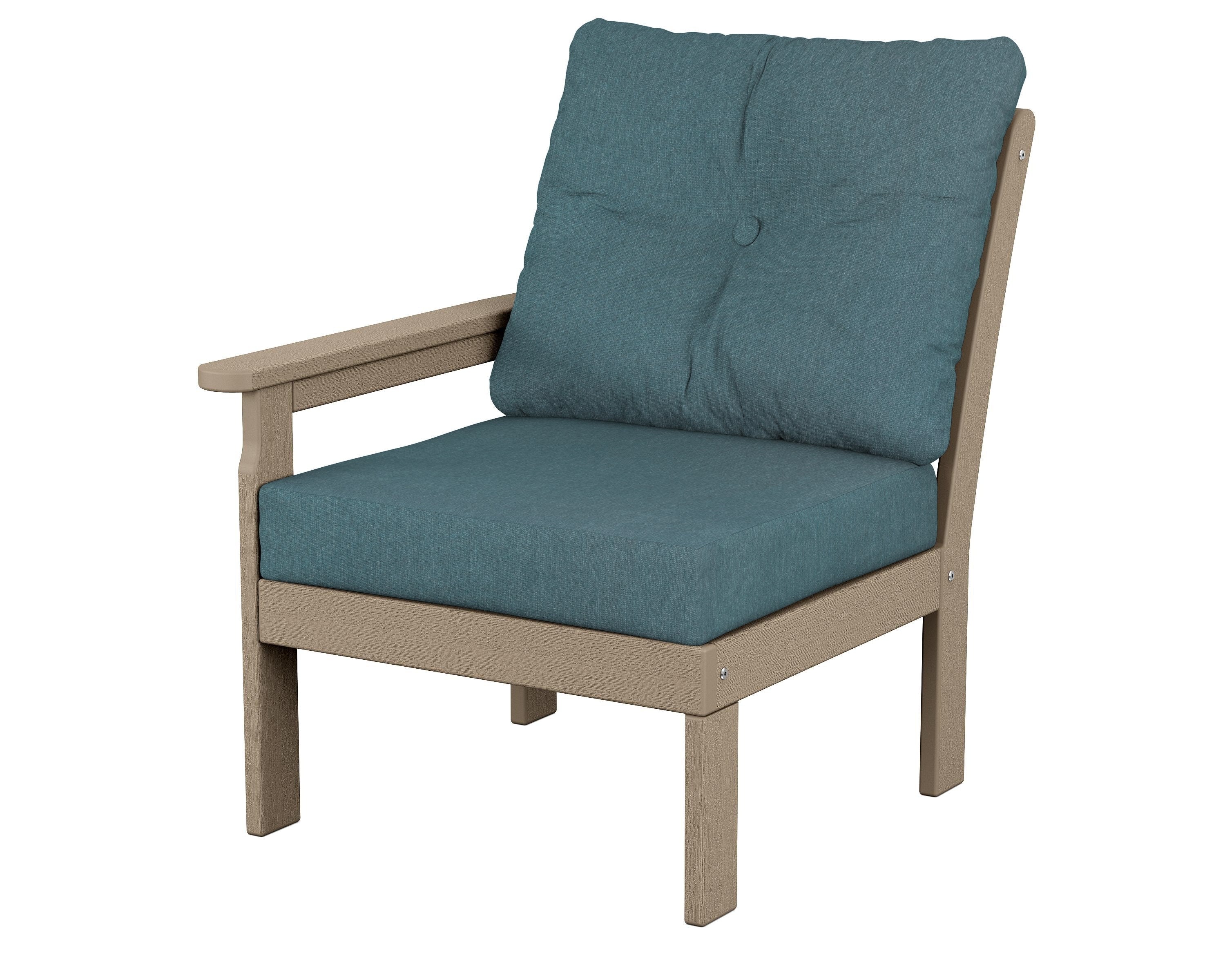 POLYWOOD® Vineyard Modular Left Arm Chair in Vintage Sahara / Ocean Teal