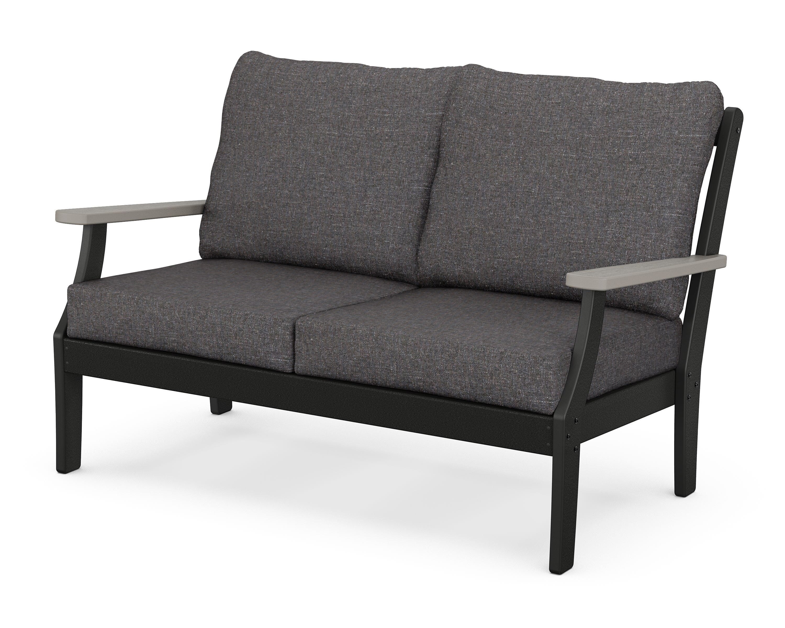 POLYWOOD® Braxton Deep Seating Loveseat in Black / Driftwood / Ash Charcoal
